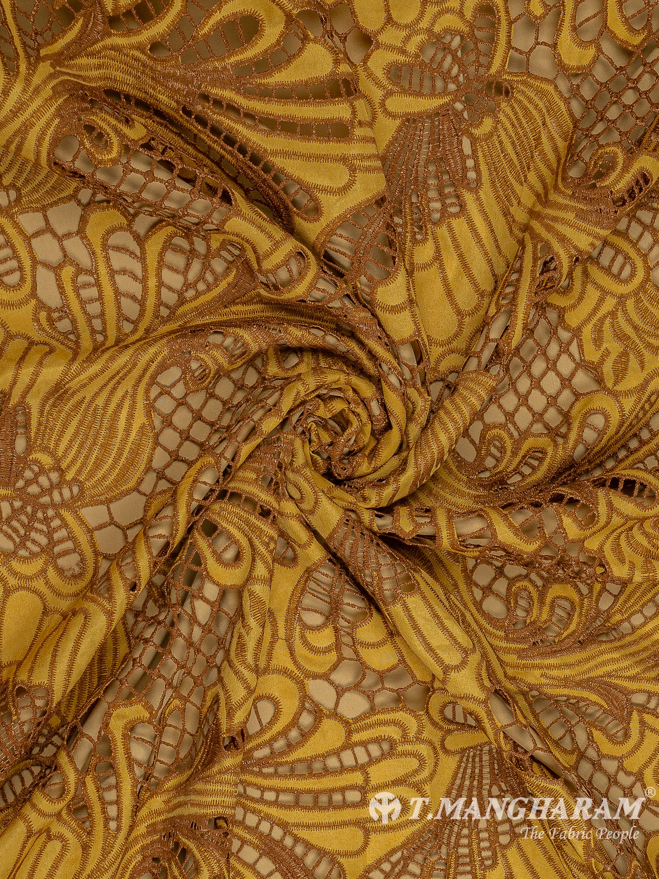 Yellow Net Embroidery Fabric - EC8956 view-1