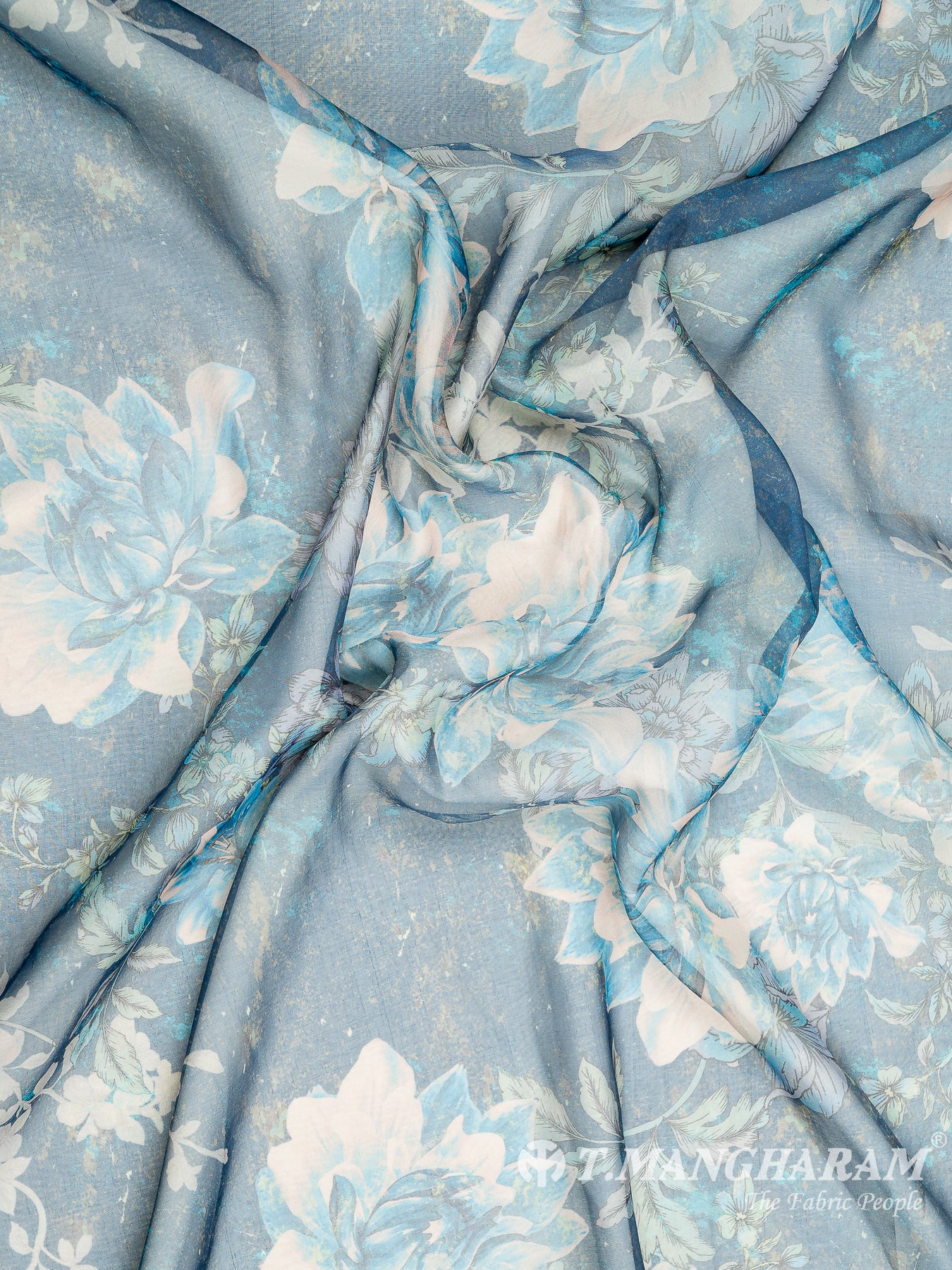 Blue Georgette Fabric - EB5992 view-4