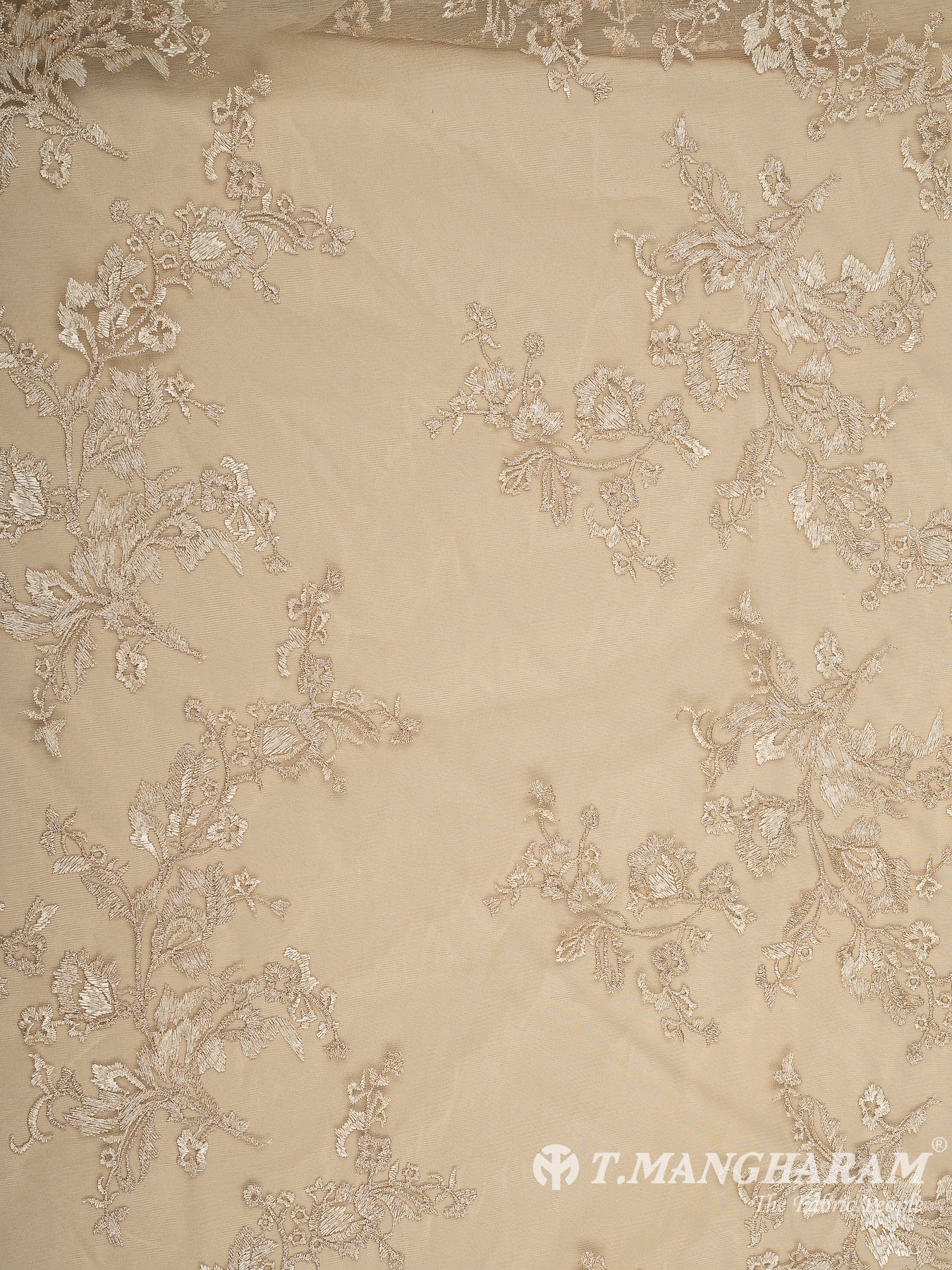 Beige Net Embroidery Fabric - EC9658 view-3