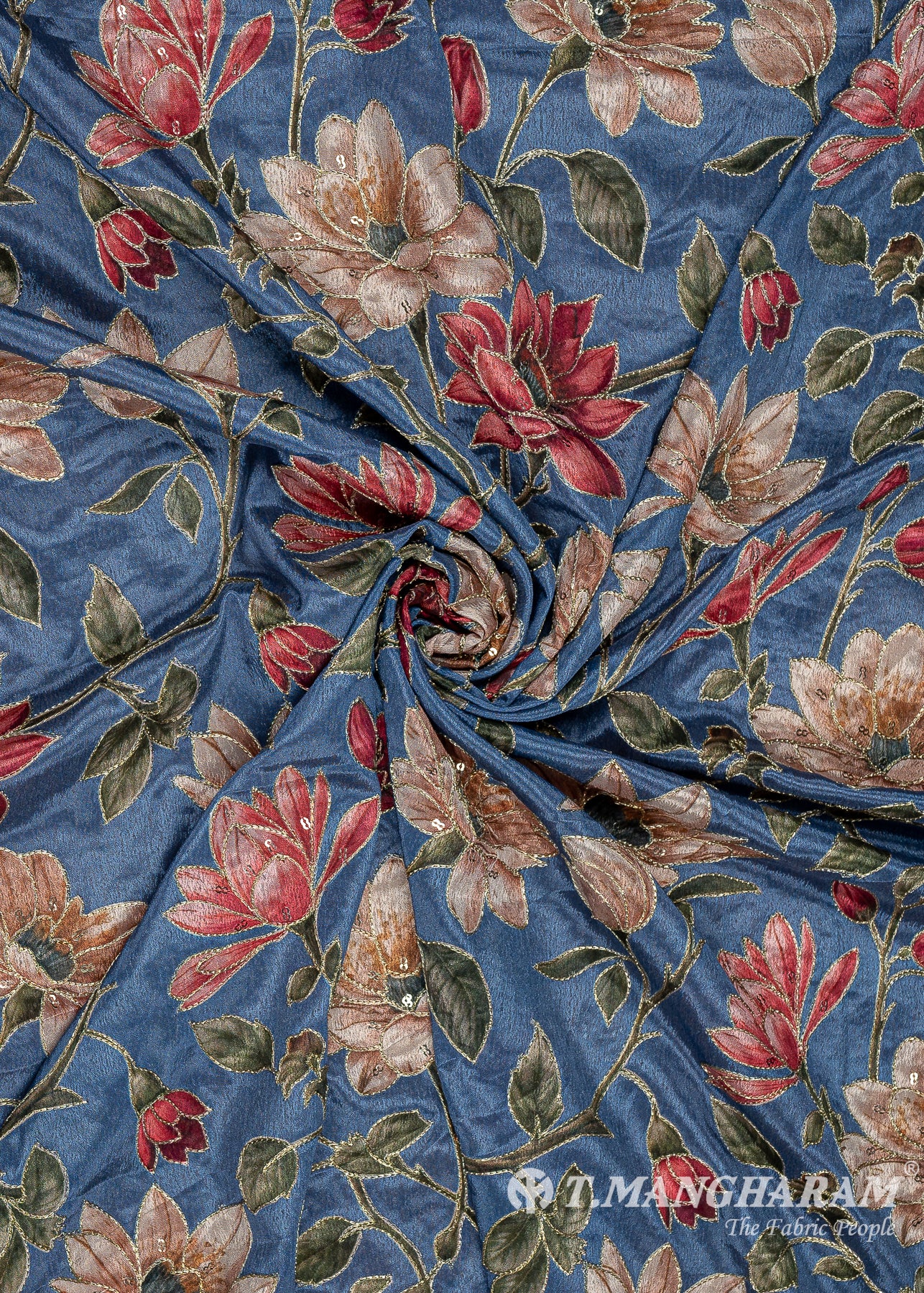Blue Chinnon Silk Fabric - EC8730 view-1