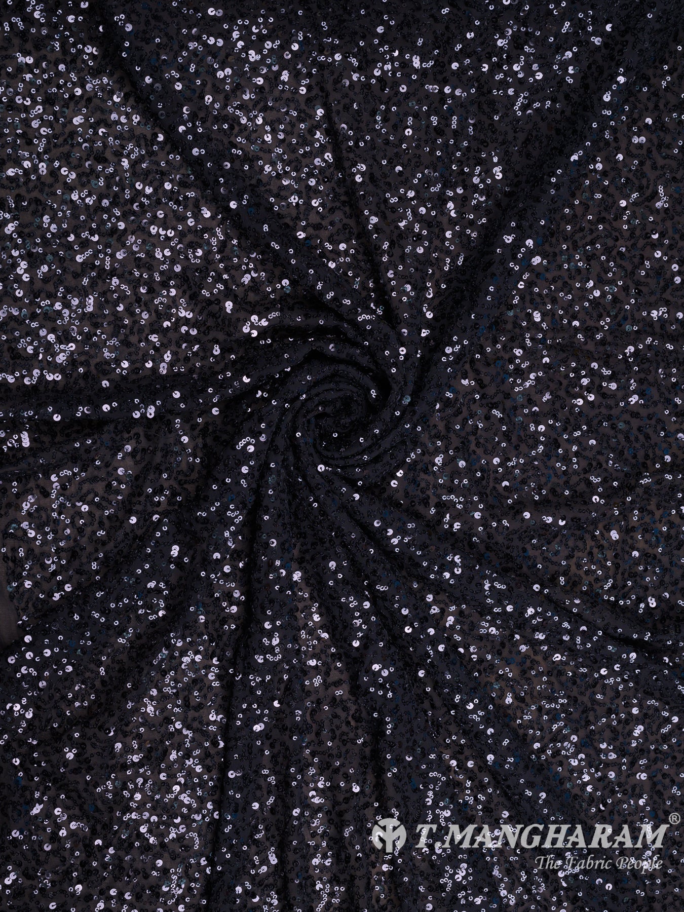 Black Sequin Georgette Fabric - EB5752