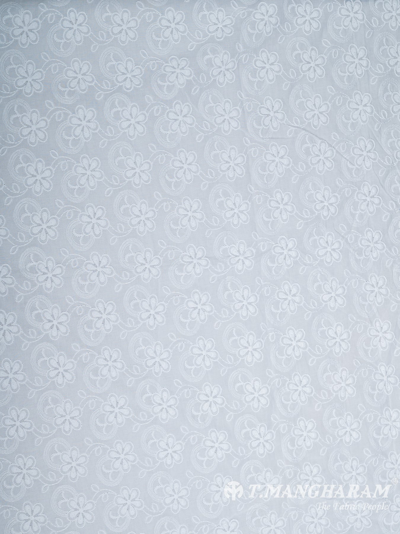 White Cotton Embroidery Fabric - EC9938 view-3