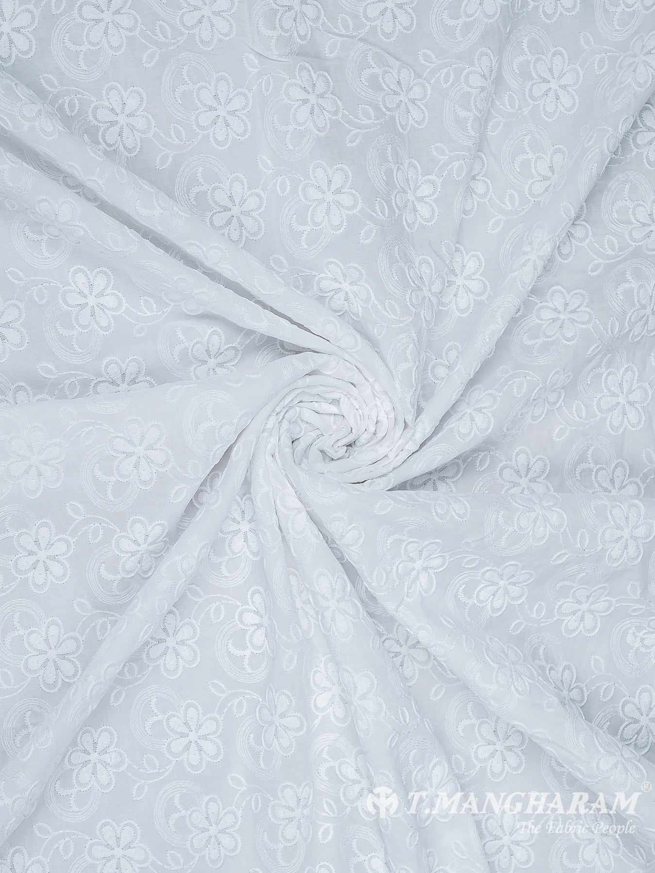 White Cotton Embroidery Fabric - EC9938 view-1