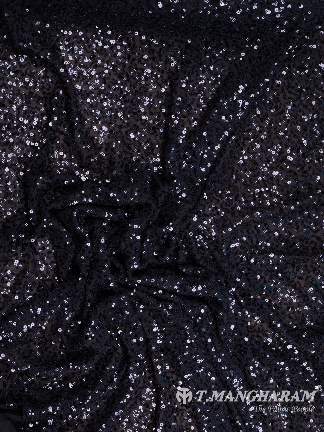 Black Sequin Georgette Fabric - EB5752