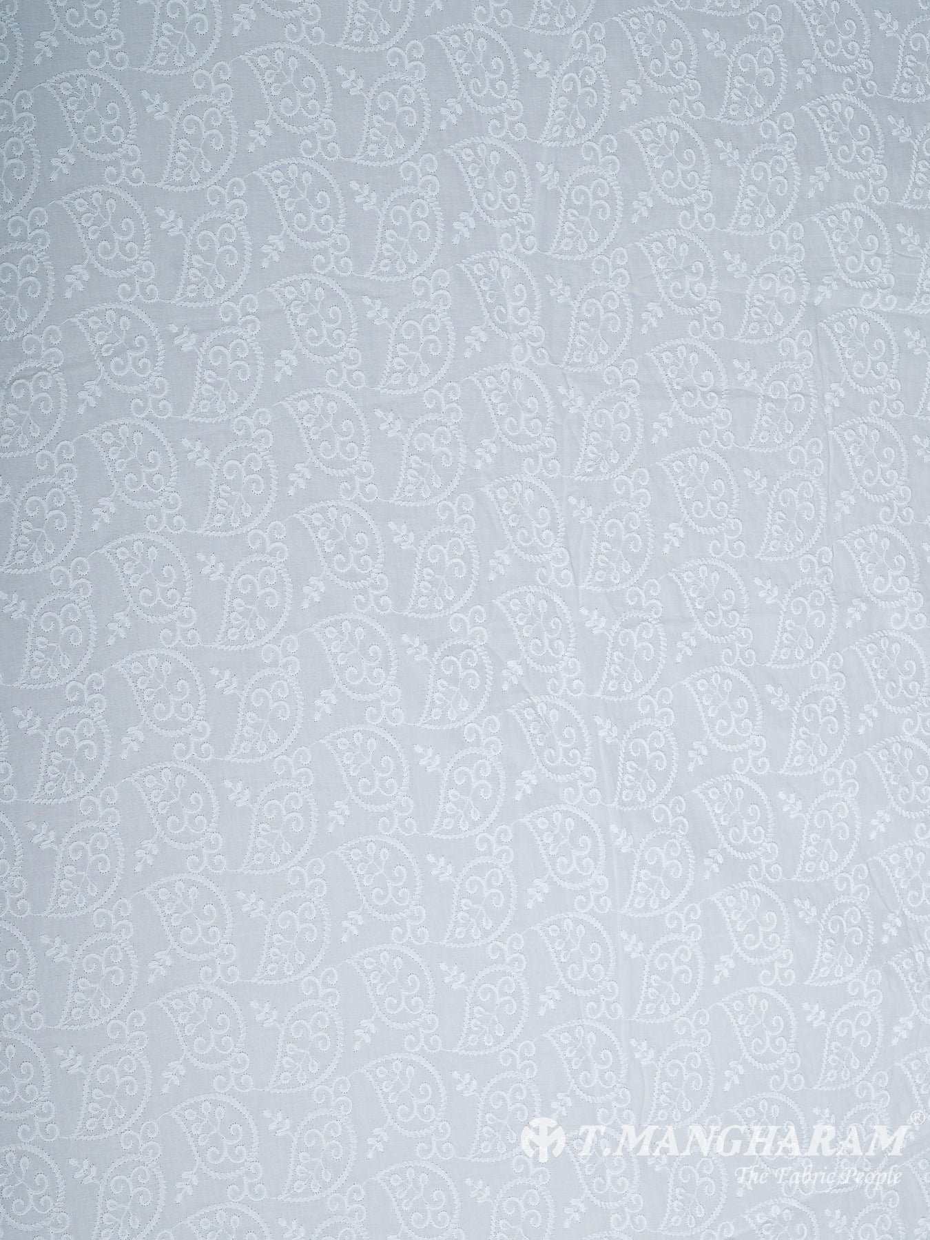 White Cotton Embroidery Fabric - EC9939 view-3