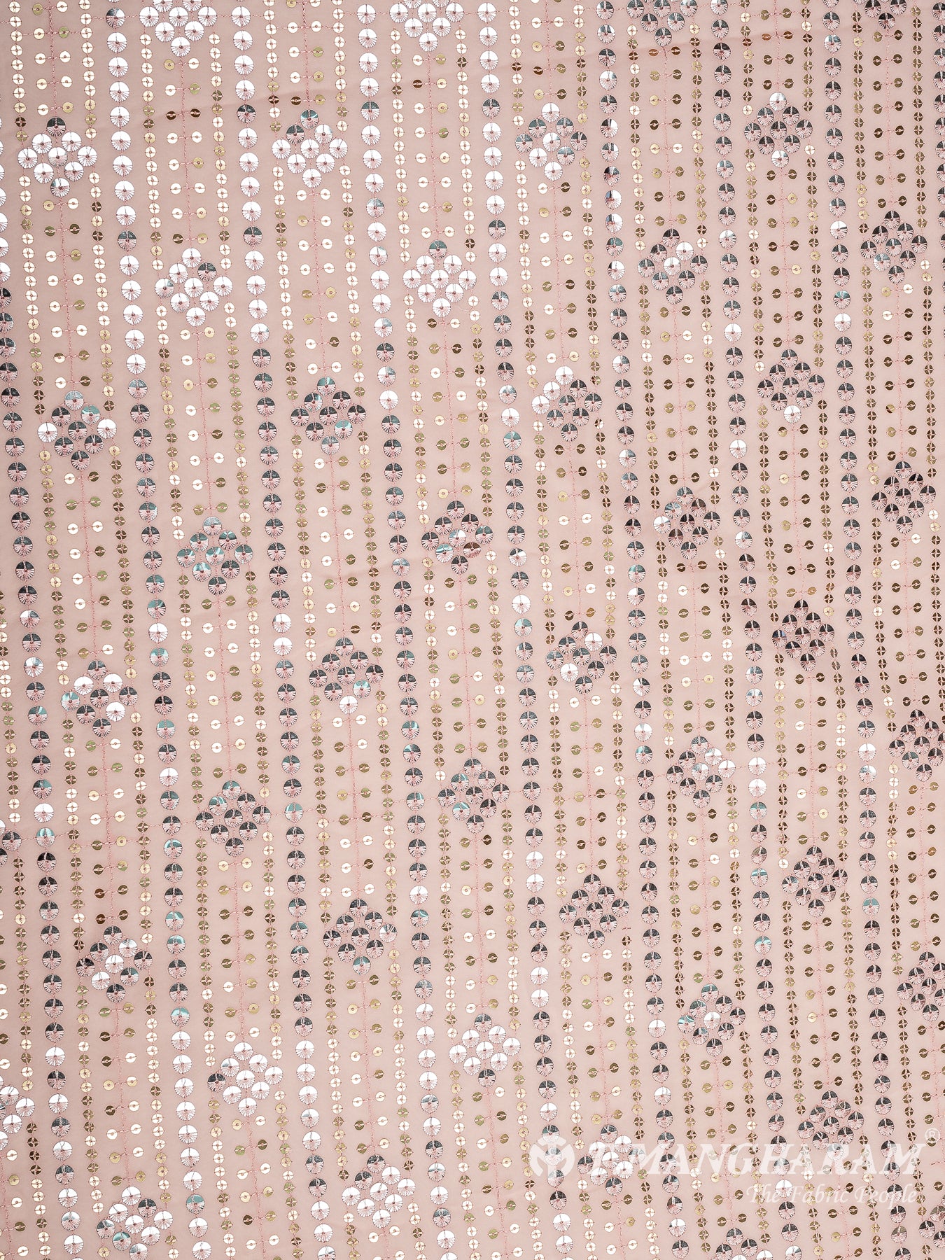 Baby Pink Georgette Embroidery Fabric - EC9578 view-3