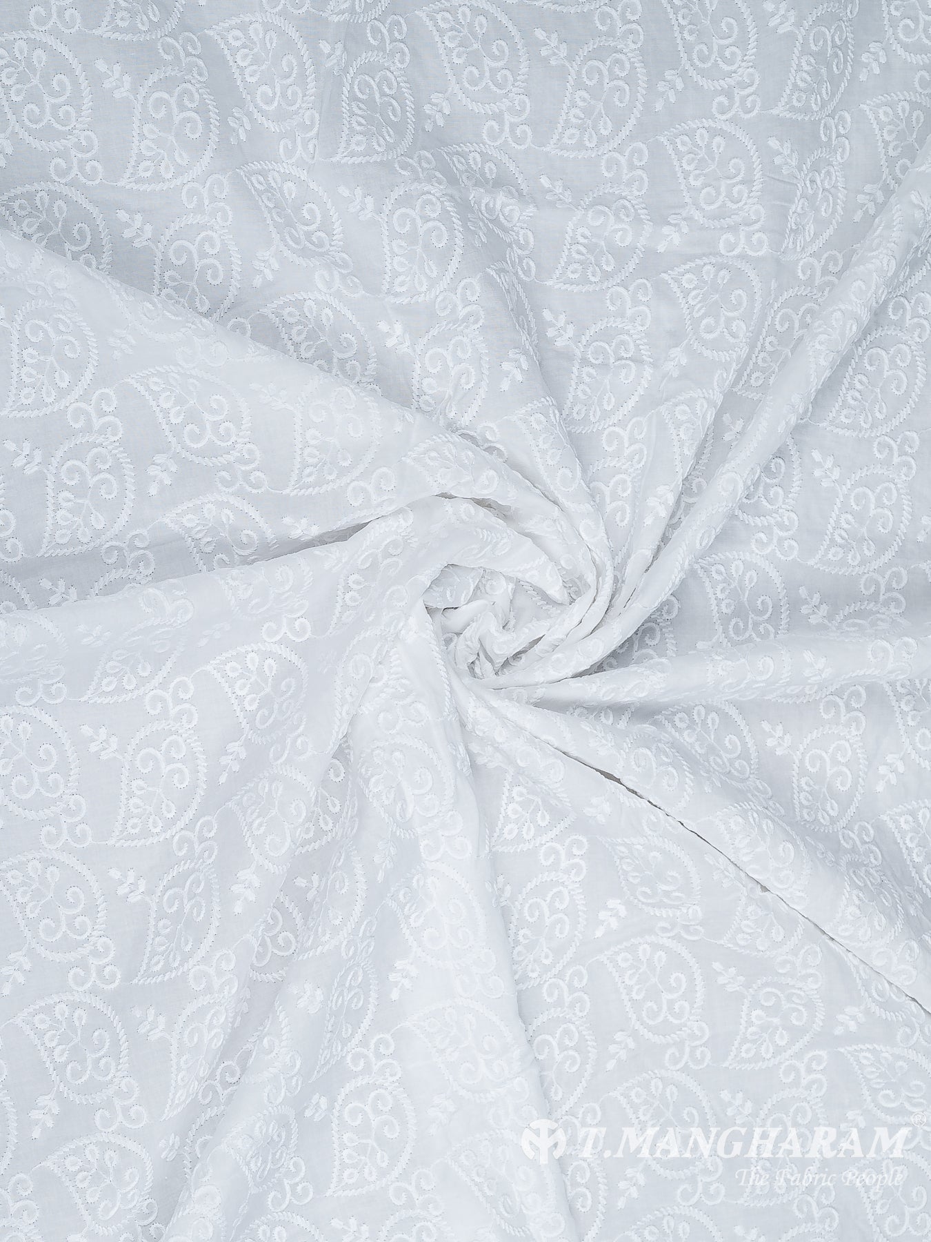 White Cotton Embroidery Fabric - EC9939 view-1