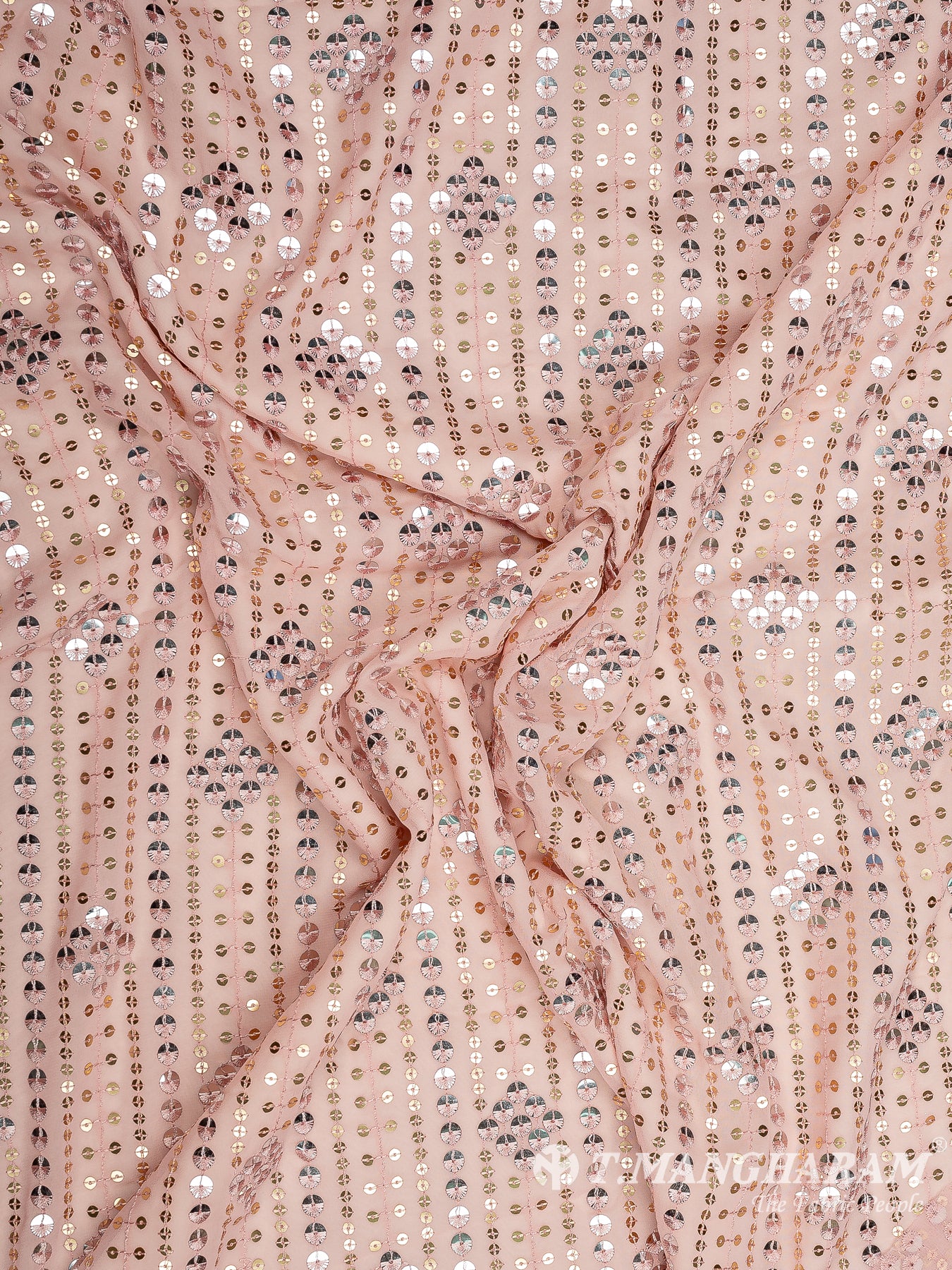 Baby Pink Georgette Embroidery Fabric - EC9578 view-4