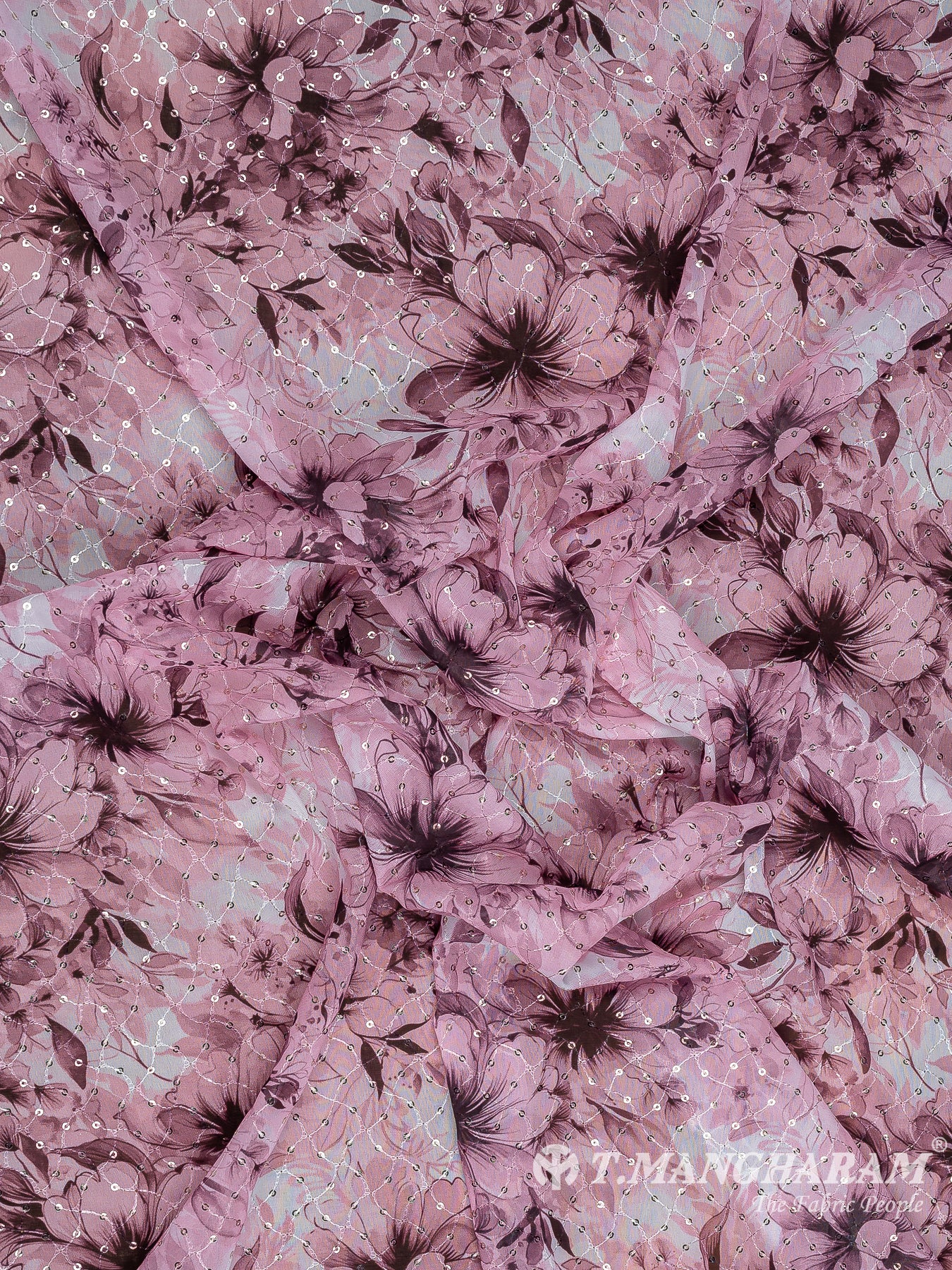 Pink Fancy Georgette Fabric - EB6786 view-4