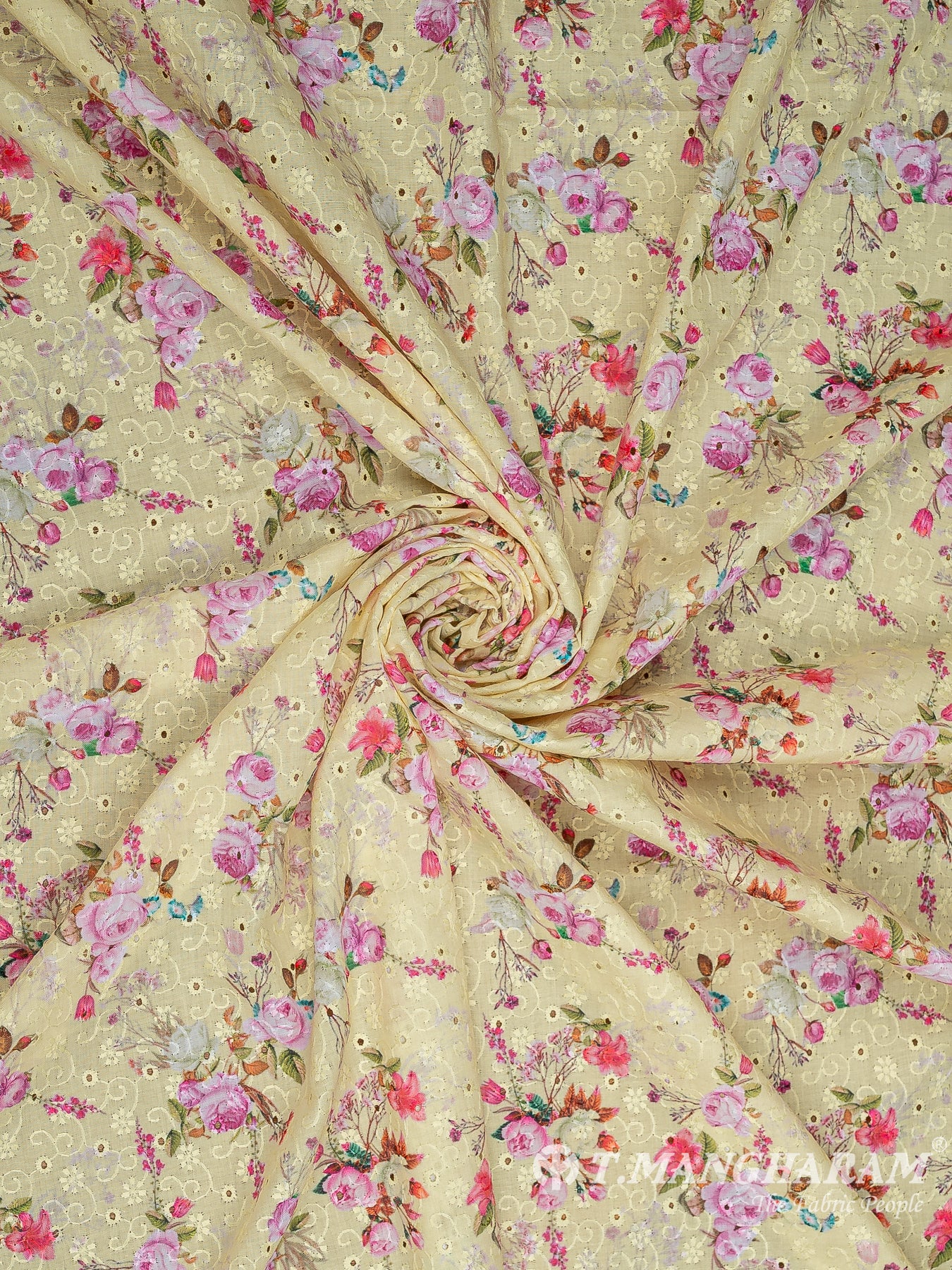 Yellow Cotton Embroidery Fabric - EC9934 view-1