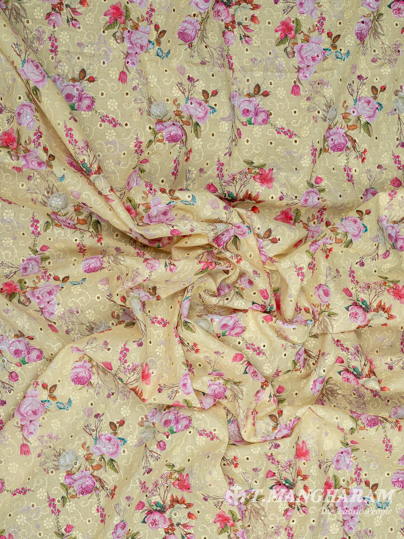 Yellow Cotton Embroidery Fabric - EC9934 view-4