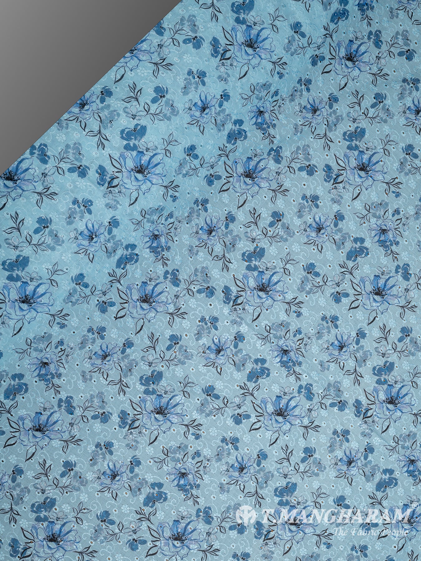 Blue Cotton Embroidery Fabric - EC9927 view-2