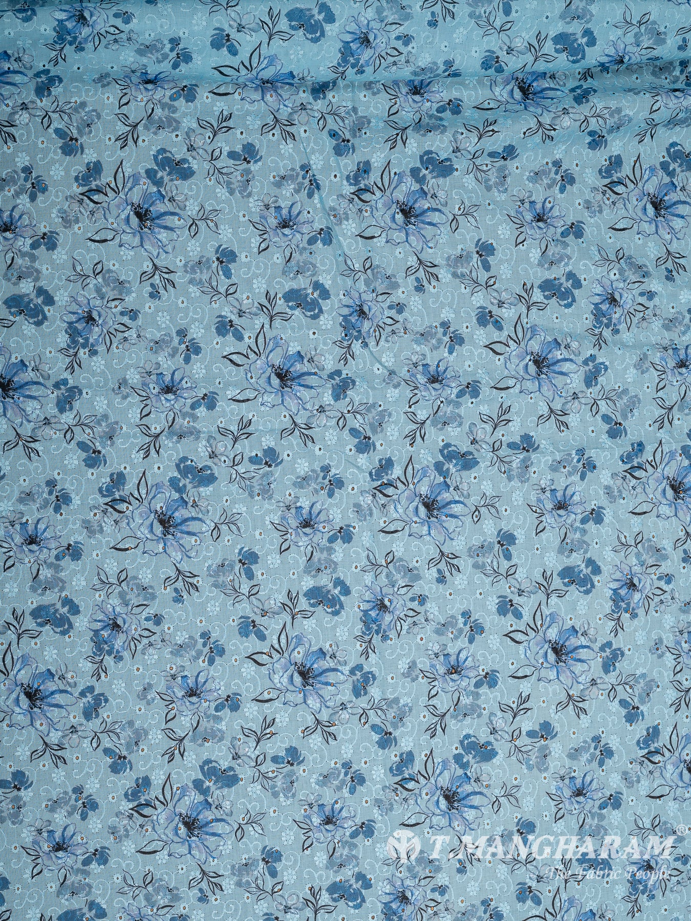 Blue Cotton Embroidery Fabric - EC9927 view-3