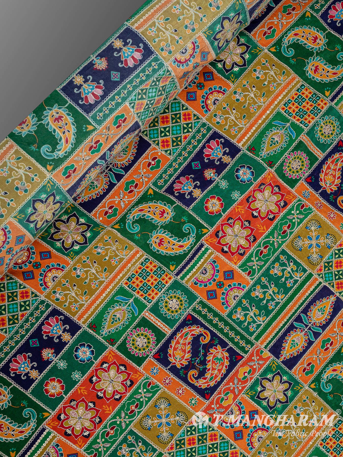 Multicolor Chinnon Silk Fabric - EC9566 view-2