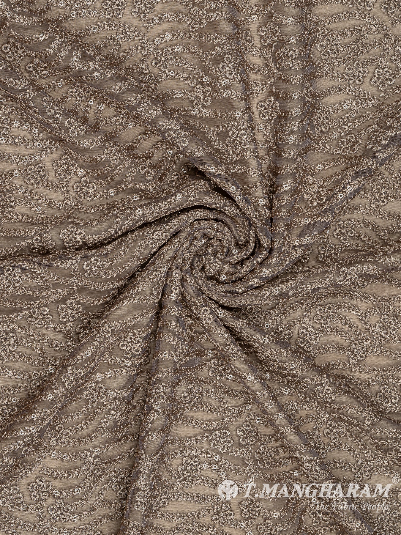 Beige Net Embroidery Fabric - EC8429 view-1