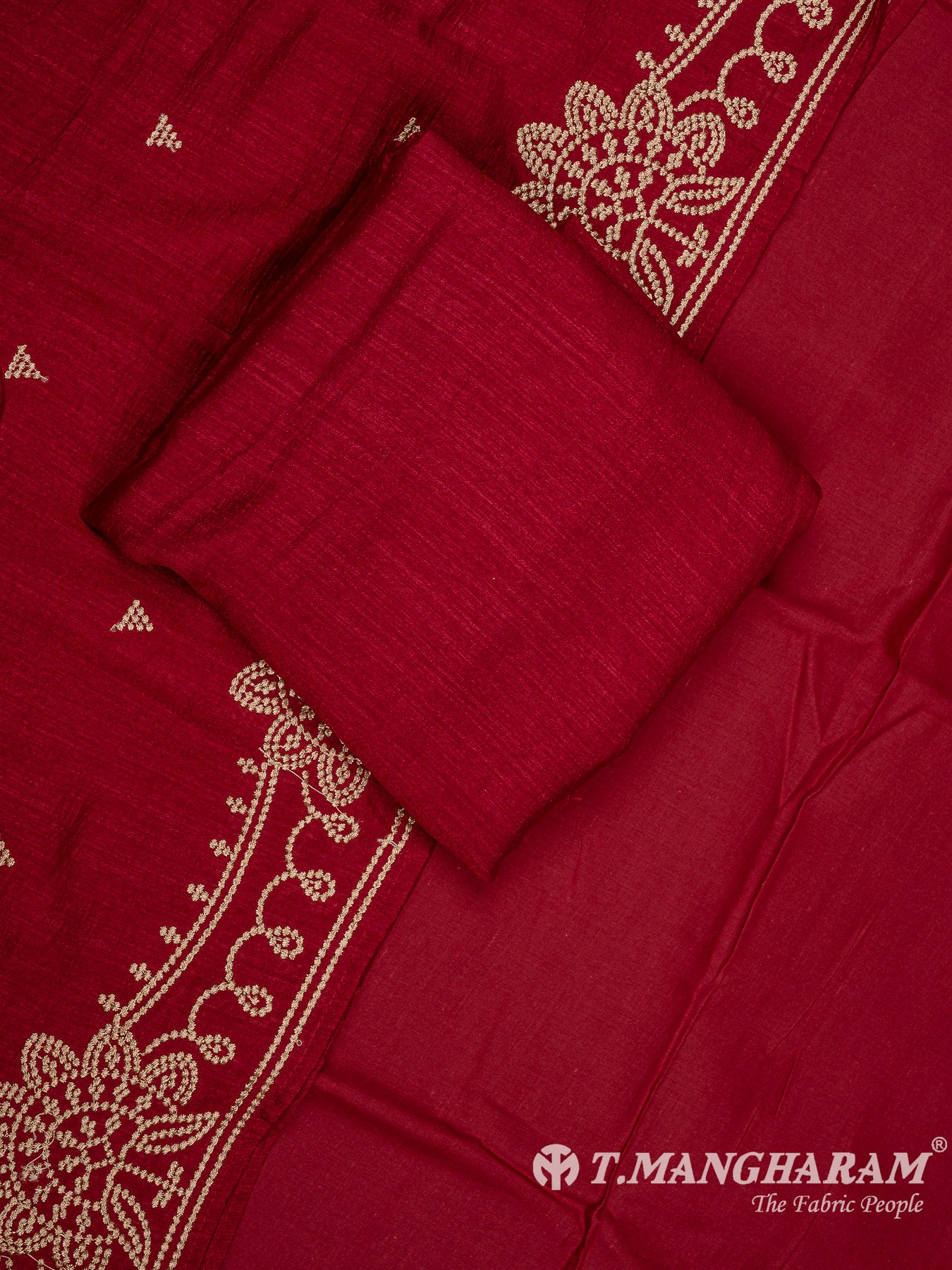 Maroon Silk Cotton Chudidhar Fabric Set - EG1841 view-1