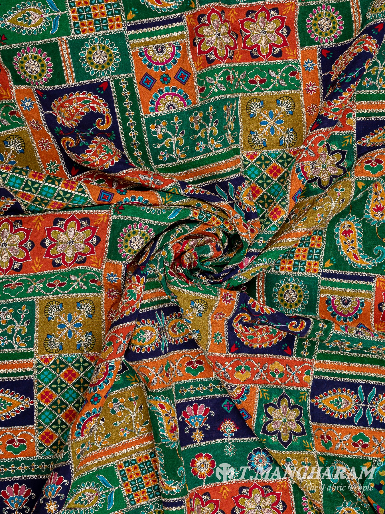 Multicolor Chinnon Silk Fabric - EC9566 view-1