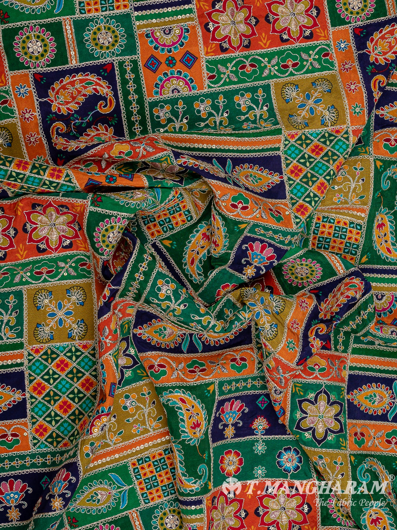 Multicolor Chinnon Silk Fabric - EC9566 view-4