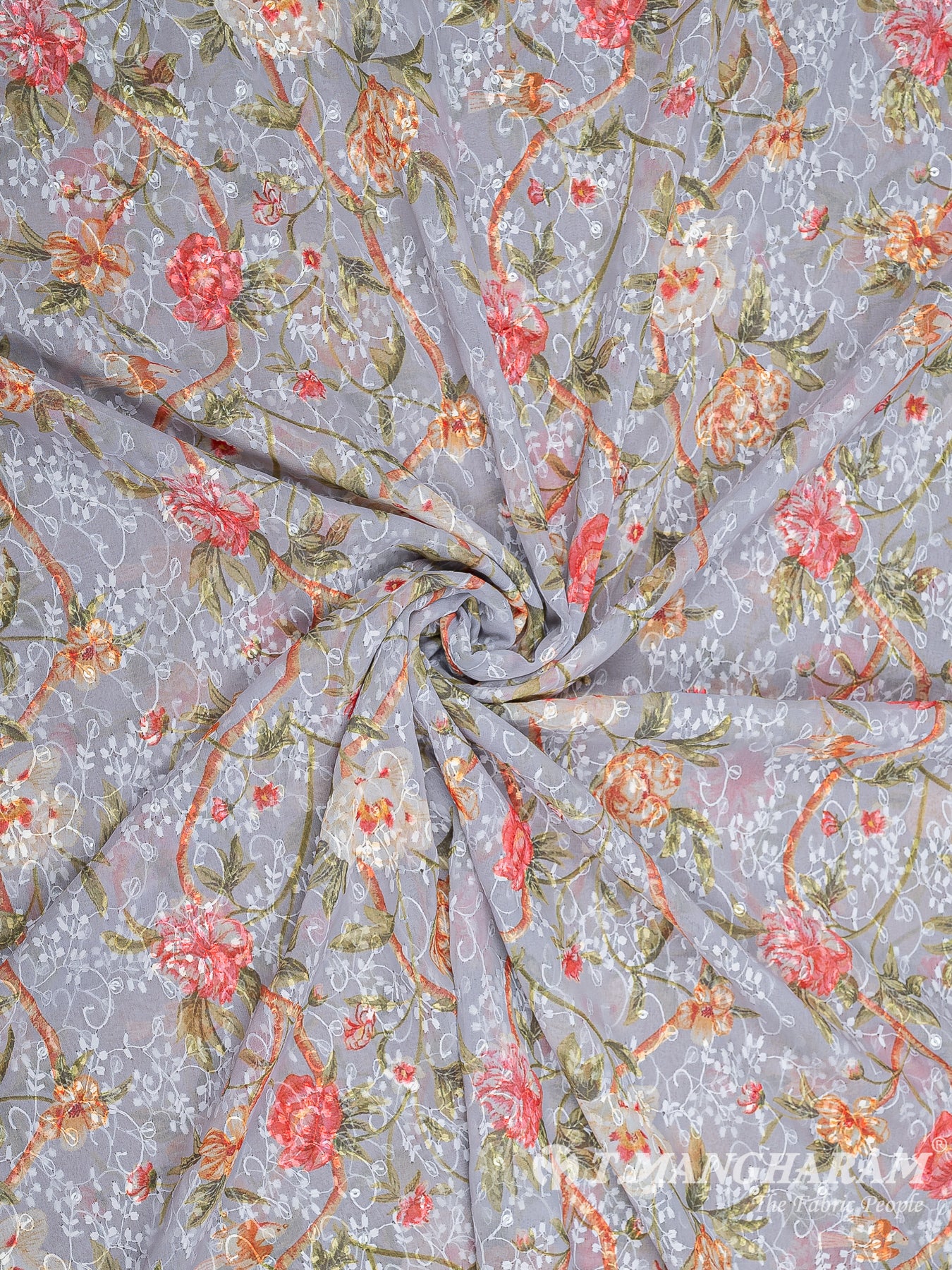 Grey Georgette Fabric - EB6752 view-1