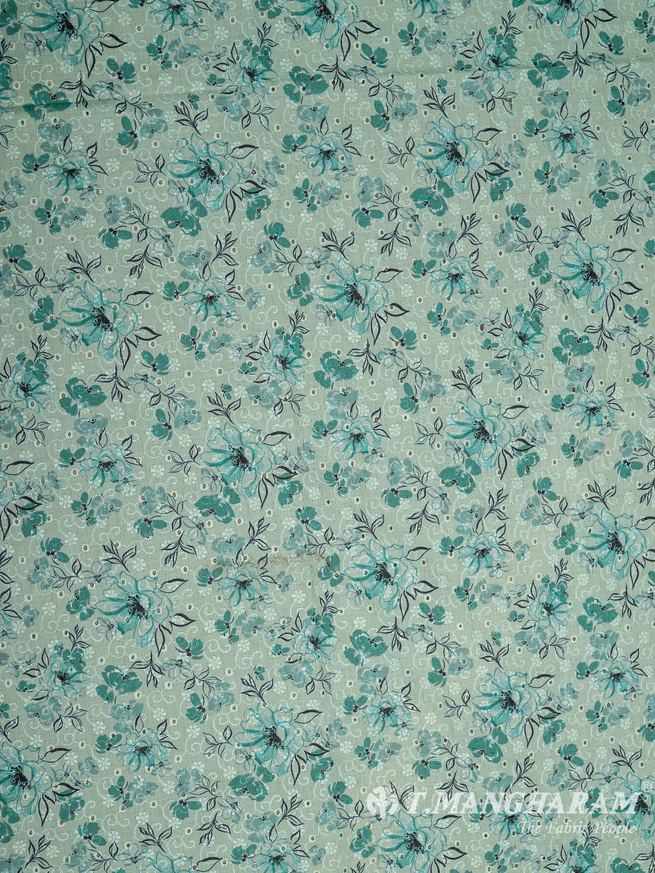 Green Cotton Embroidery Fabric - EC9928 view-2