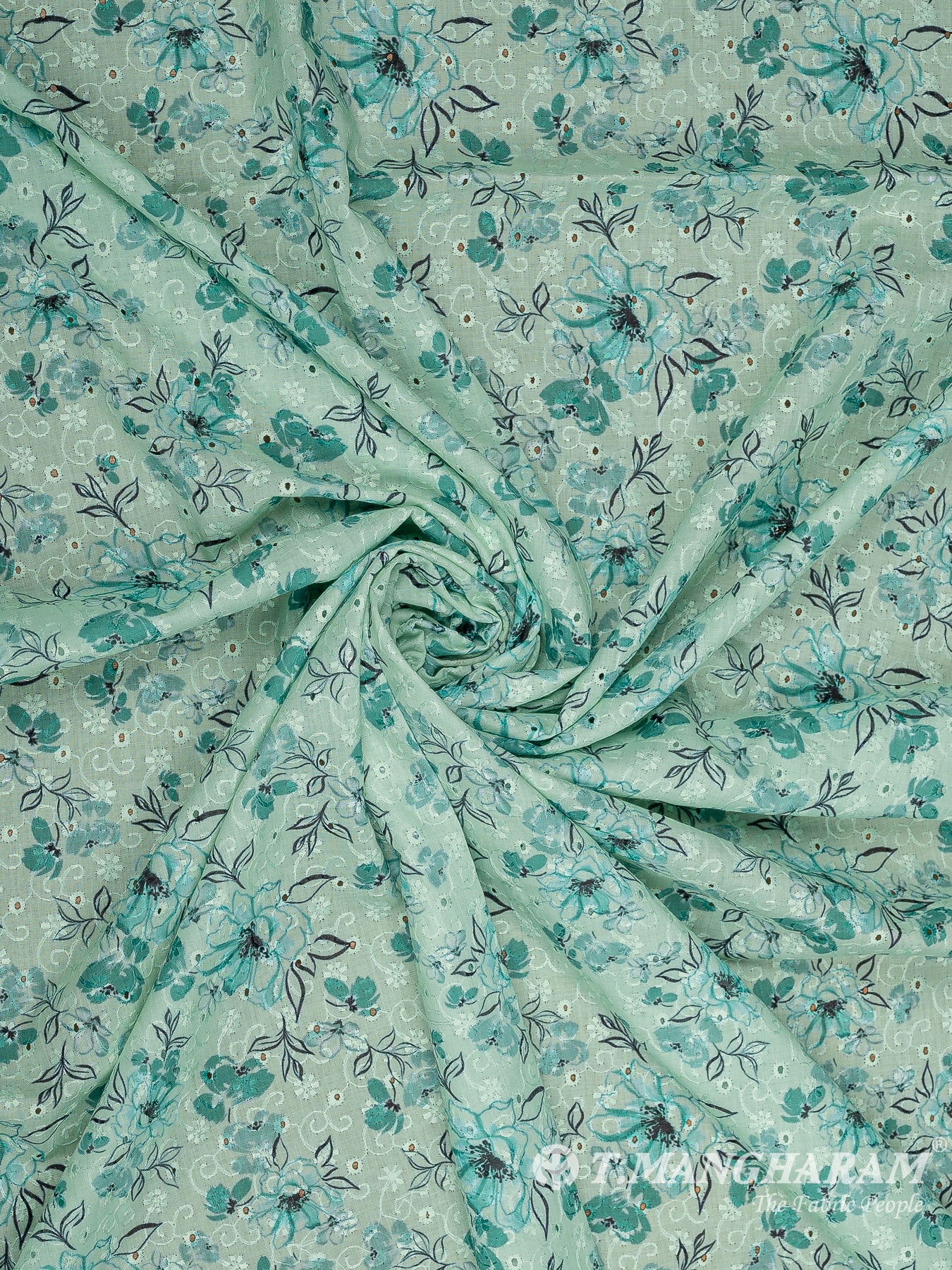 Green Cotton Embroidery Fabric - EC9928 view-1