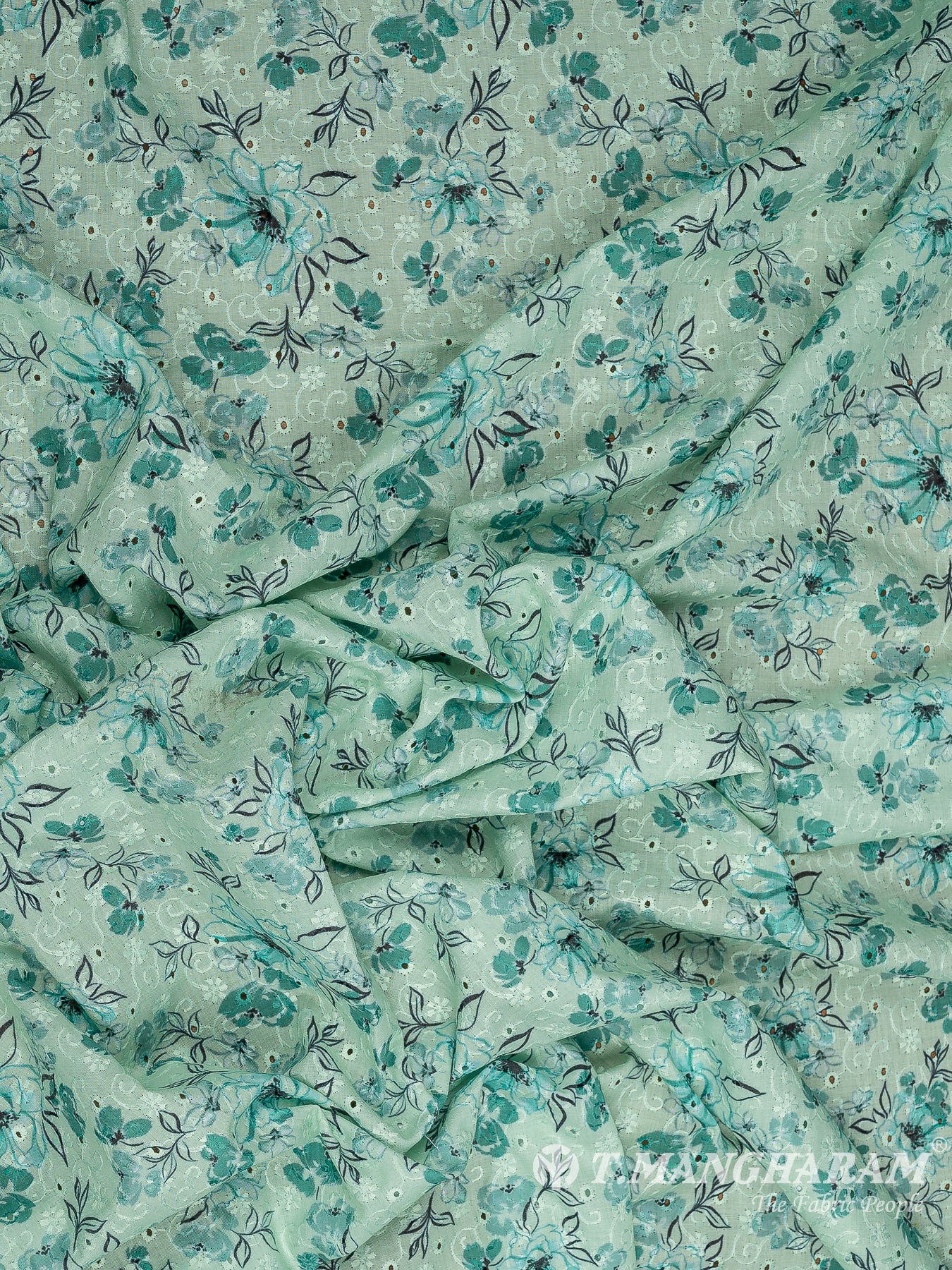 Green Cotton Embroidery Fabric - EC9928 view-3