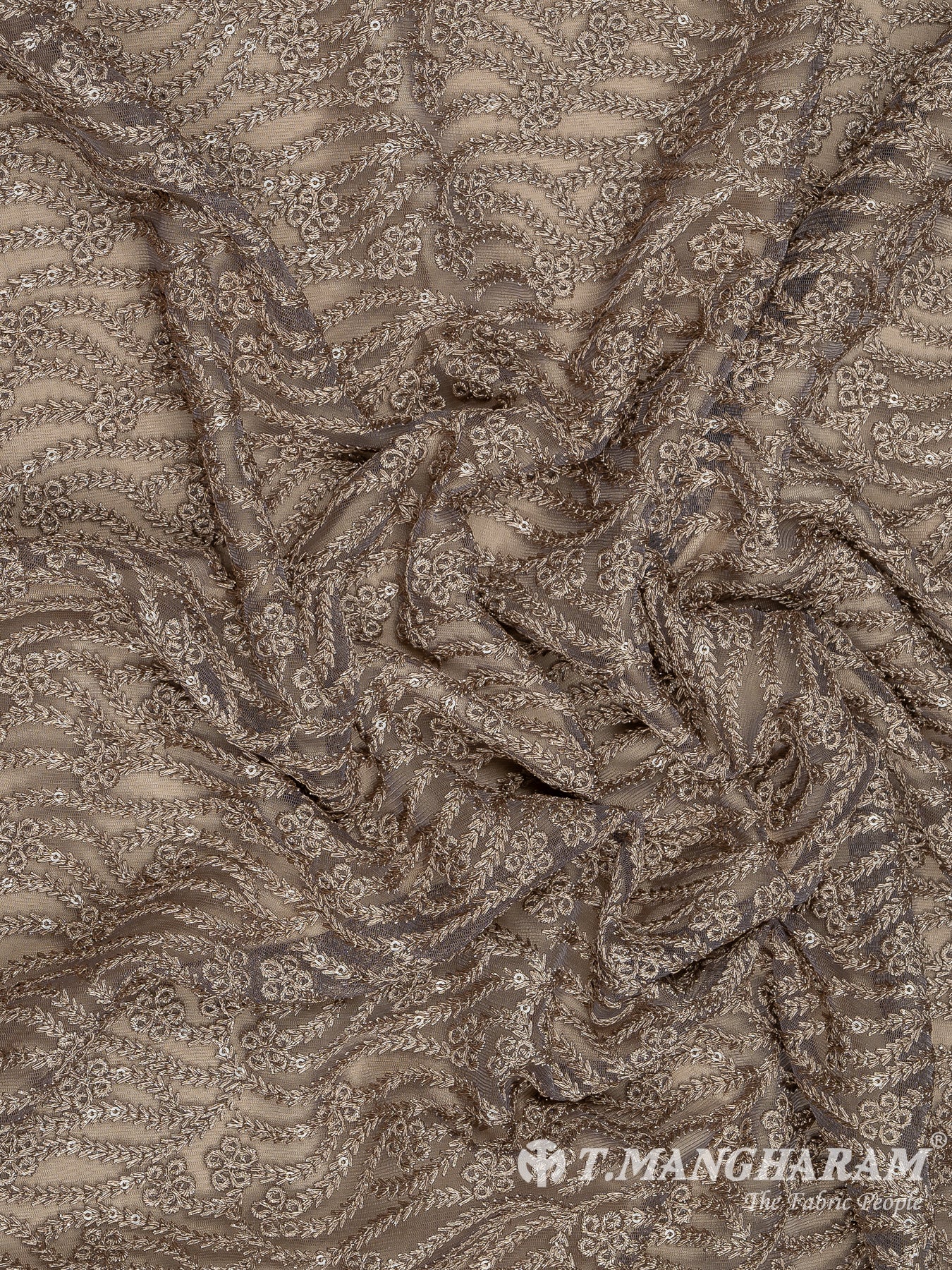 Beige Net Embroidery Fabric - EC8429 view-4