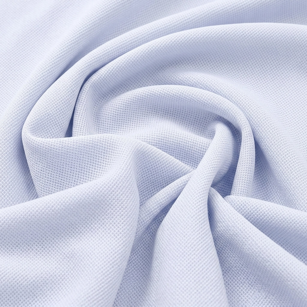 Swirled White Net Plain Net Fabric Showing Drape