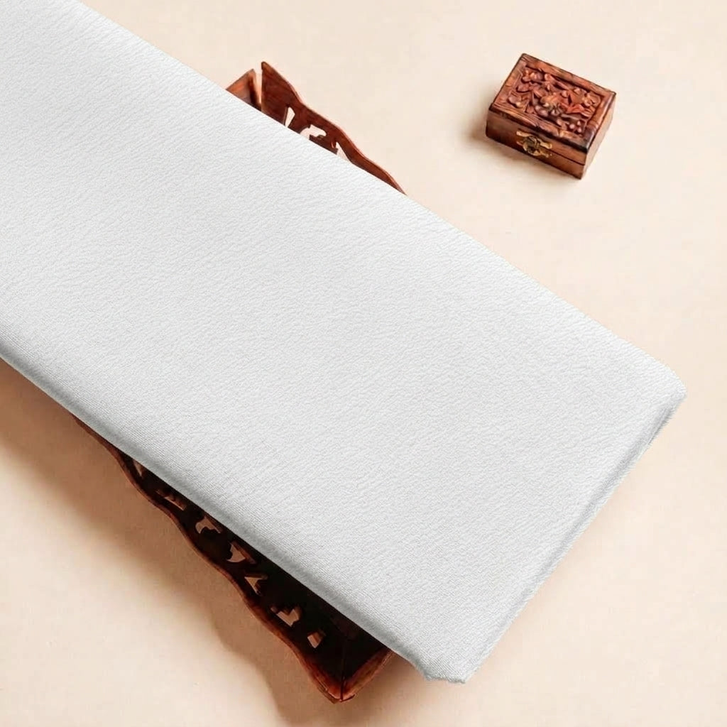 Plain Placeholder Crepe Fabric - White - tray_4