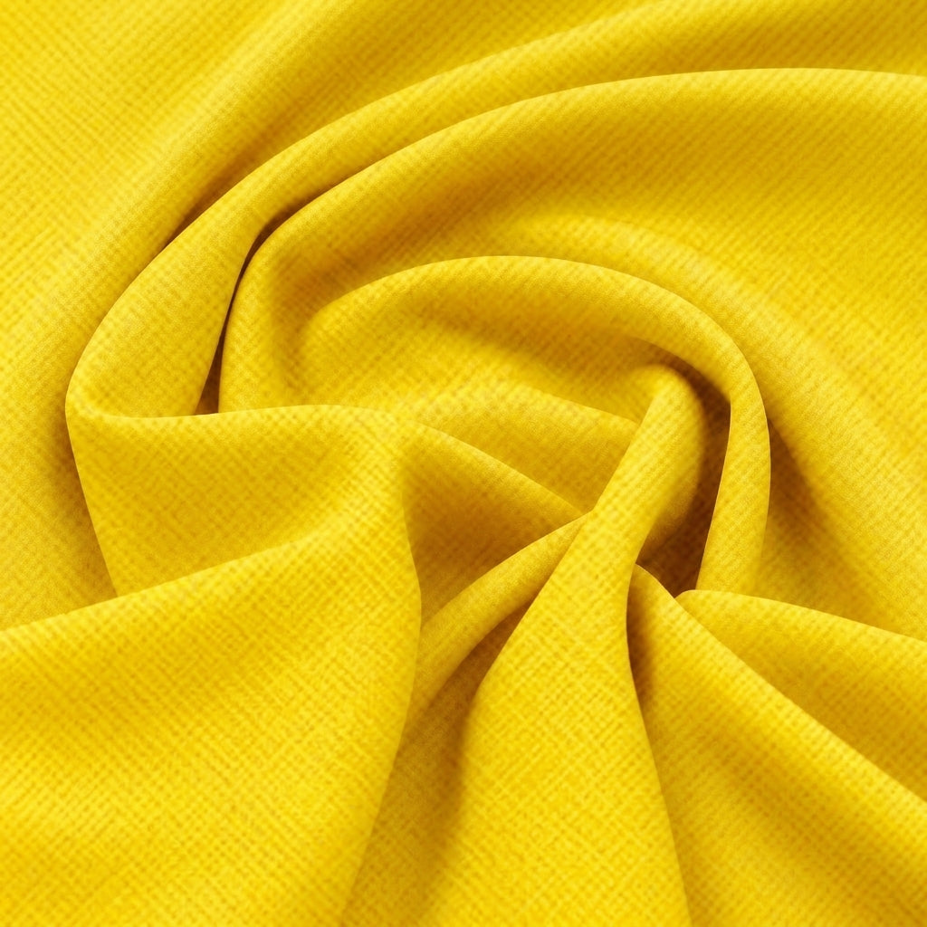 Swirled Yellow Net Plain Net Fabric Showing Drape