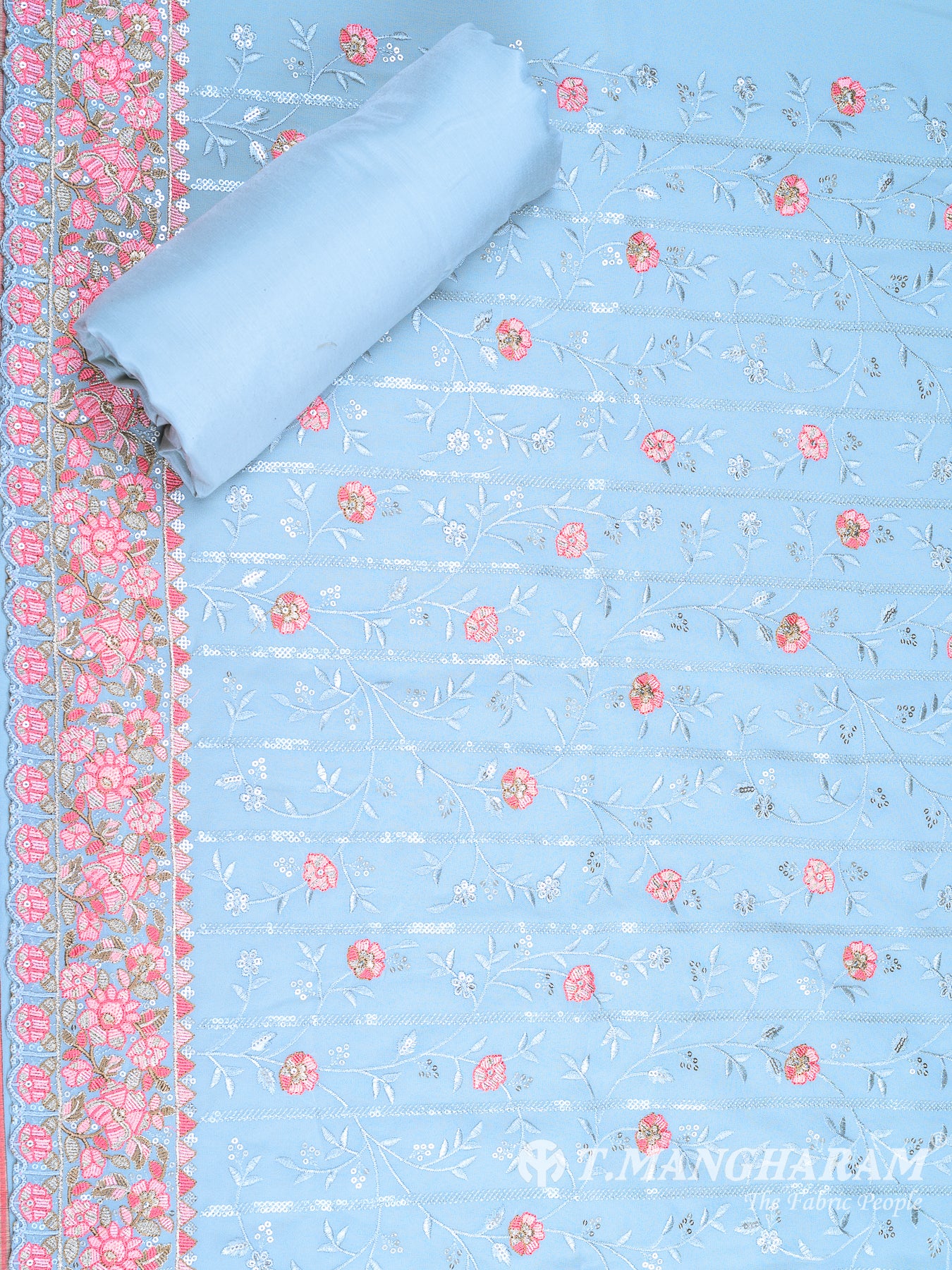 Light Blue Georgette Chudidhar Fabric Set - EH1583 view-2