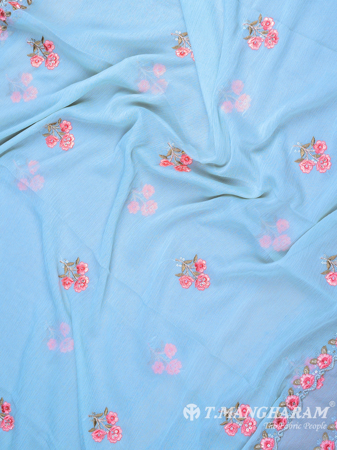 Light Blue Georgette Chudidhar Fabric Set - EH1583 view-3