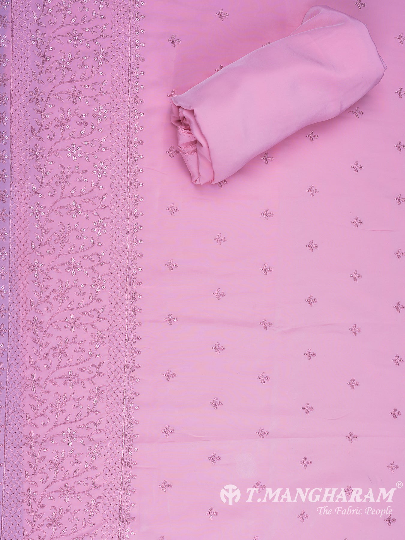 Pink Georgette Chudidhar Fabric Set - EH1590 view-2