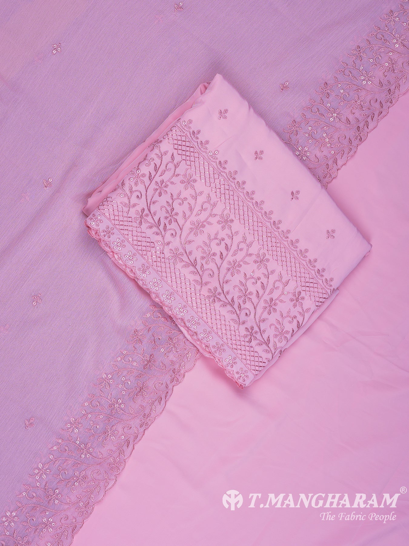 Pink Georgette Chudidhar Fabric Set - EH1590 view-1