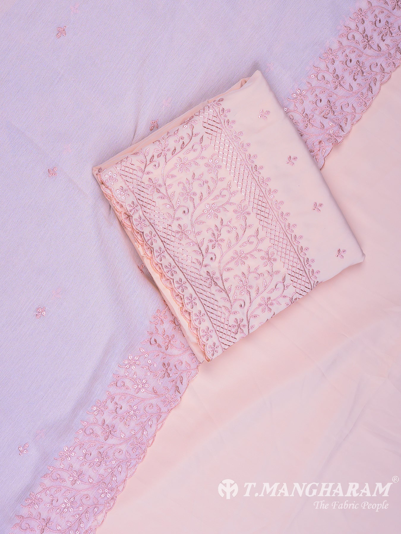 Peach Georgette Chudidhar Fabric Set - EH1591 view-1