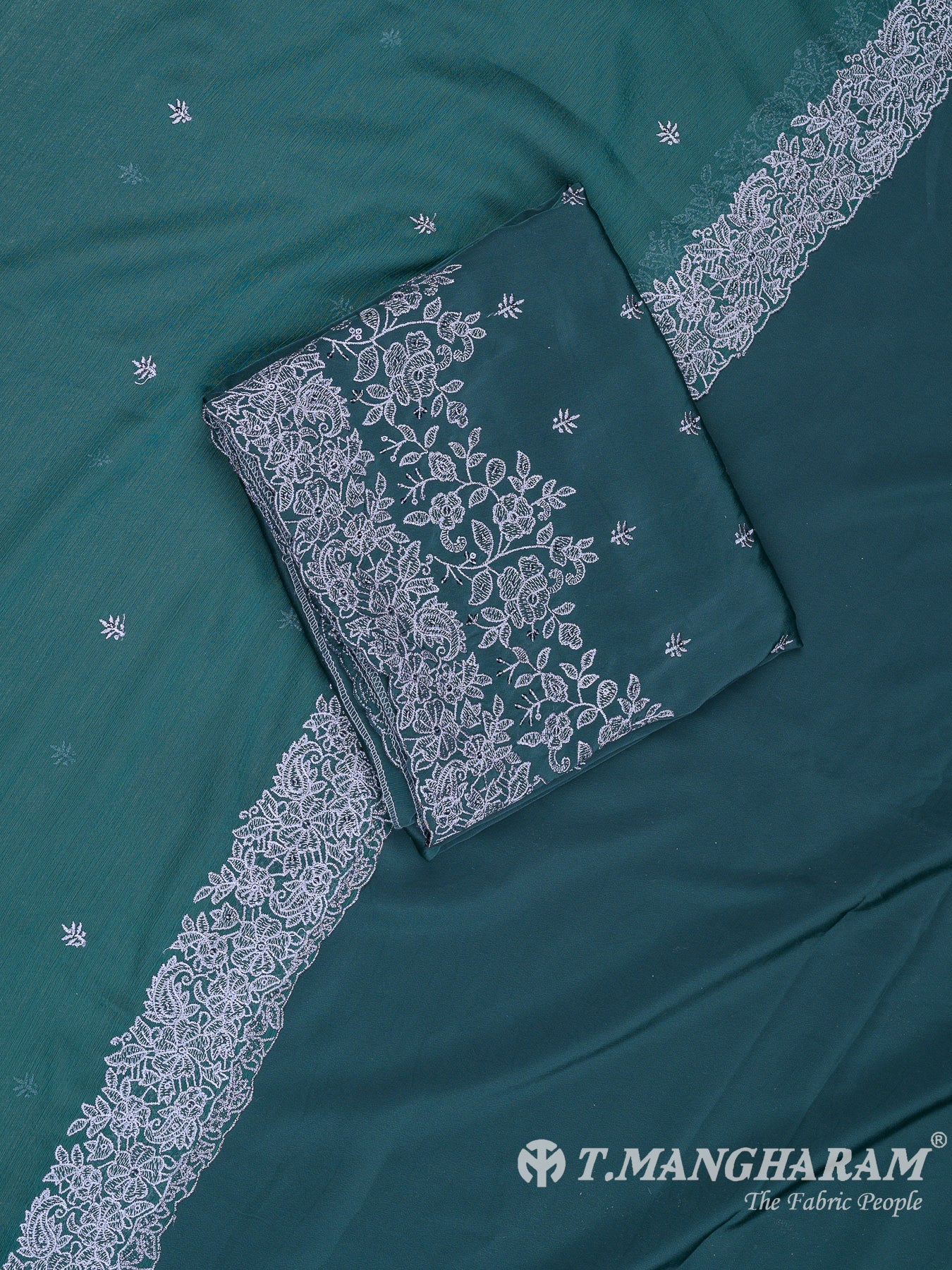 Green Georgette Chudidhar Fabric Set - EH1593 view-1