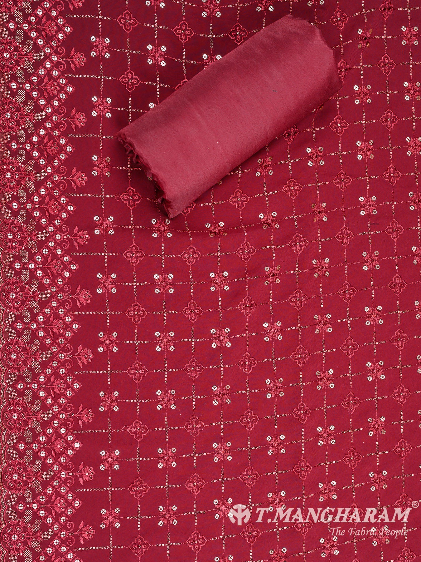 Maroon Georgette Chudidhar Fabric Set - EH1576 view-2
