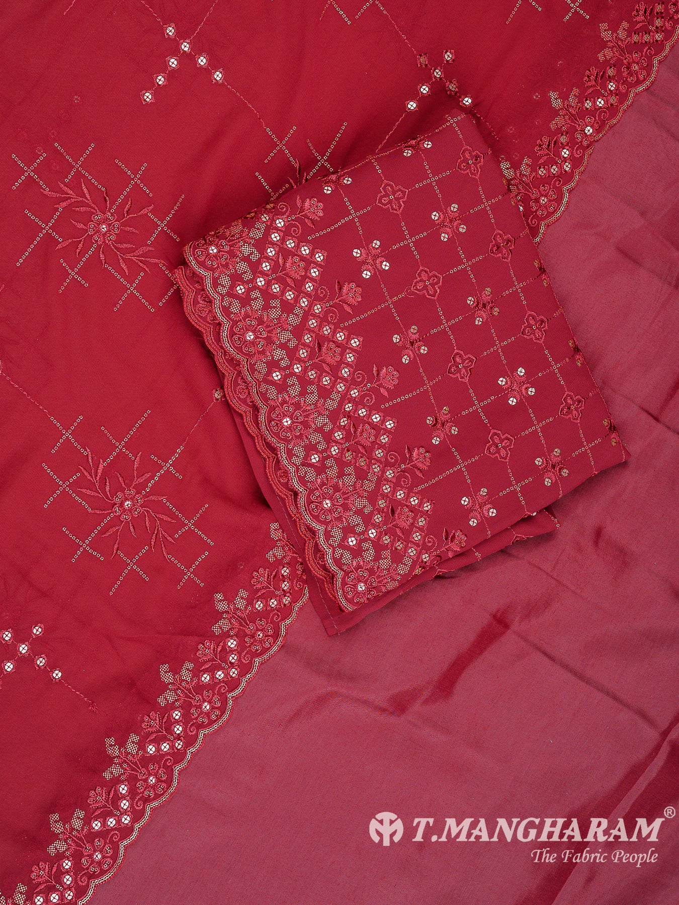 Maroon Georgette Chudidhar Fabric Set - EH1576 view-1