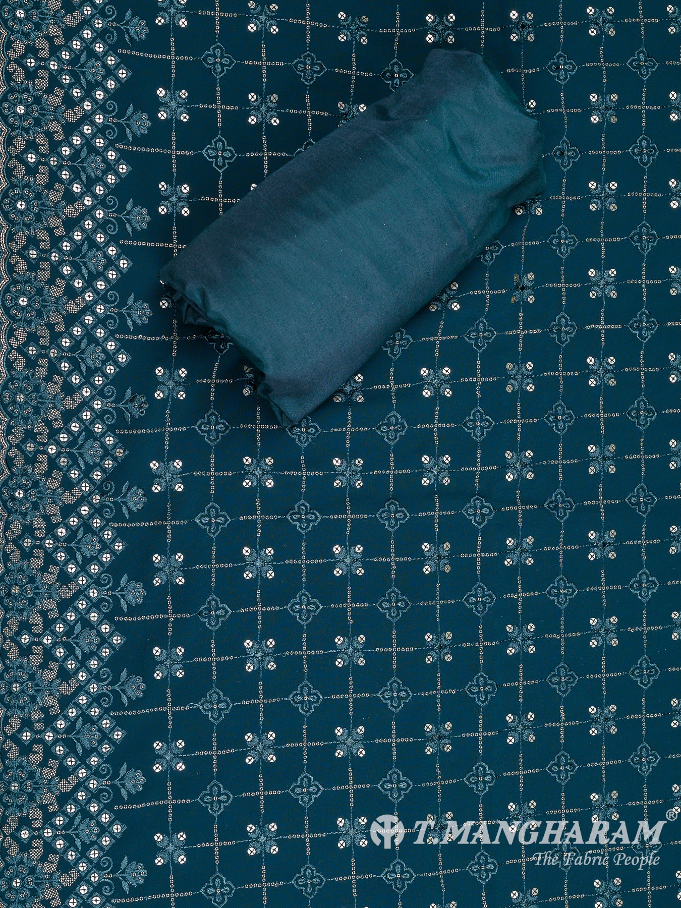 Green Georgette Chudidhar Fabric Set - EH1577 view-2