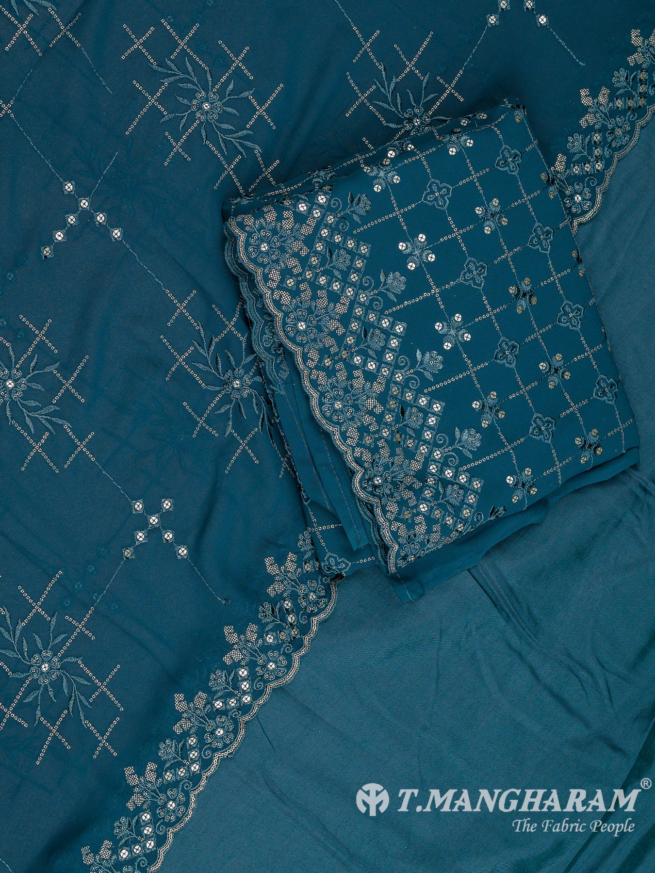 Green Georgette Chudidhar Fabric Set - EH1577 view-1
