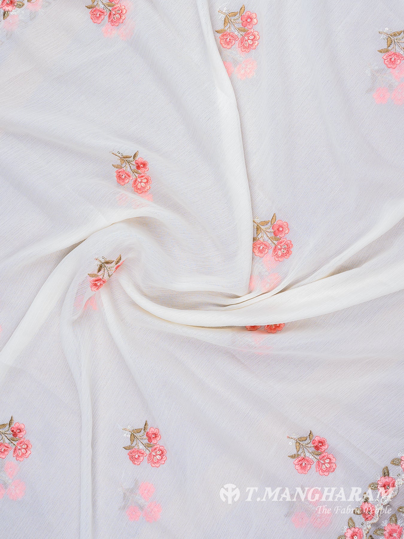 White Georgette Chudidhar Fabric Set - EH1540