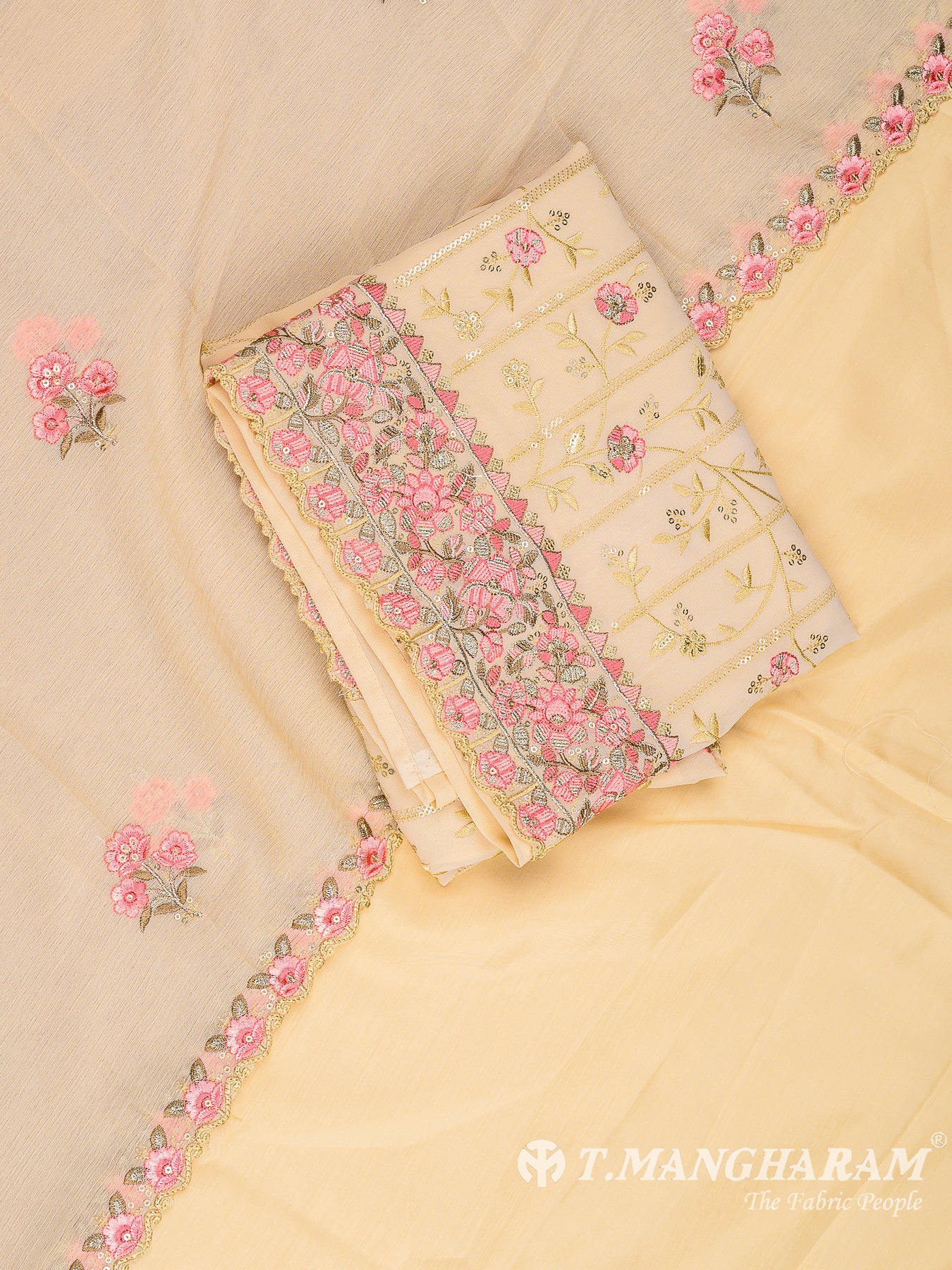 Yellow Georgette Chudidhar Fabric Set - EH1541 view-1