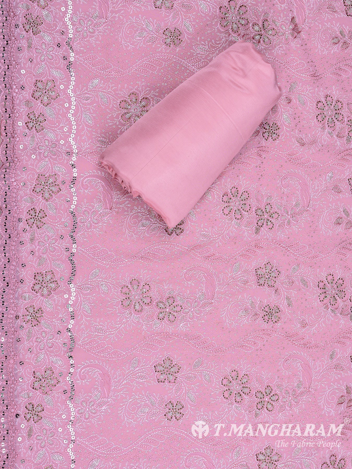 Pink Georgette Chudidhar Fabric Set - EH1580 view-2