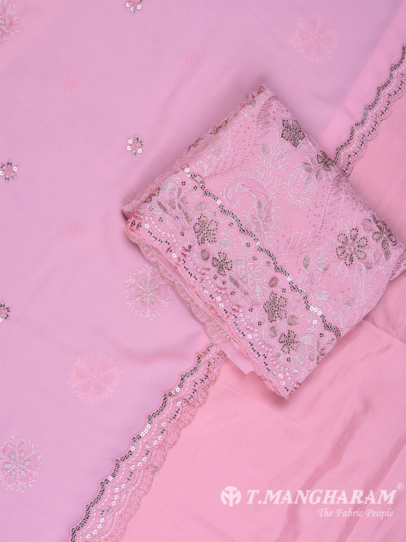 Pink Georgette Chudidhar Fabric Set - EH1580 view-1
