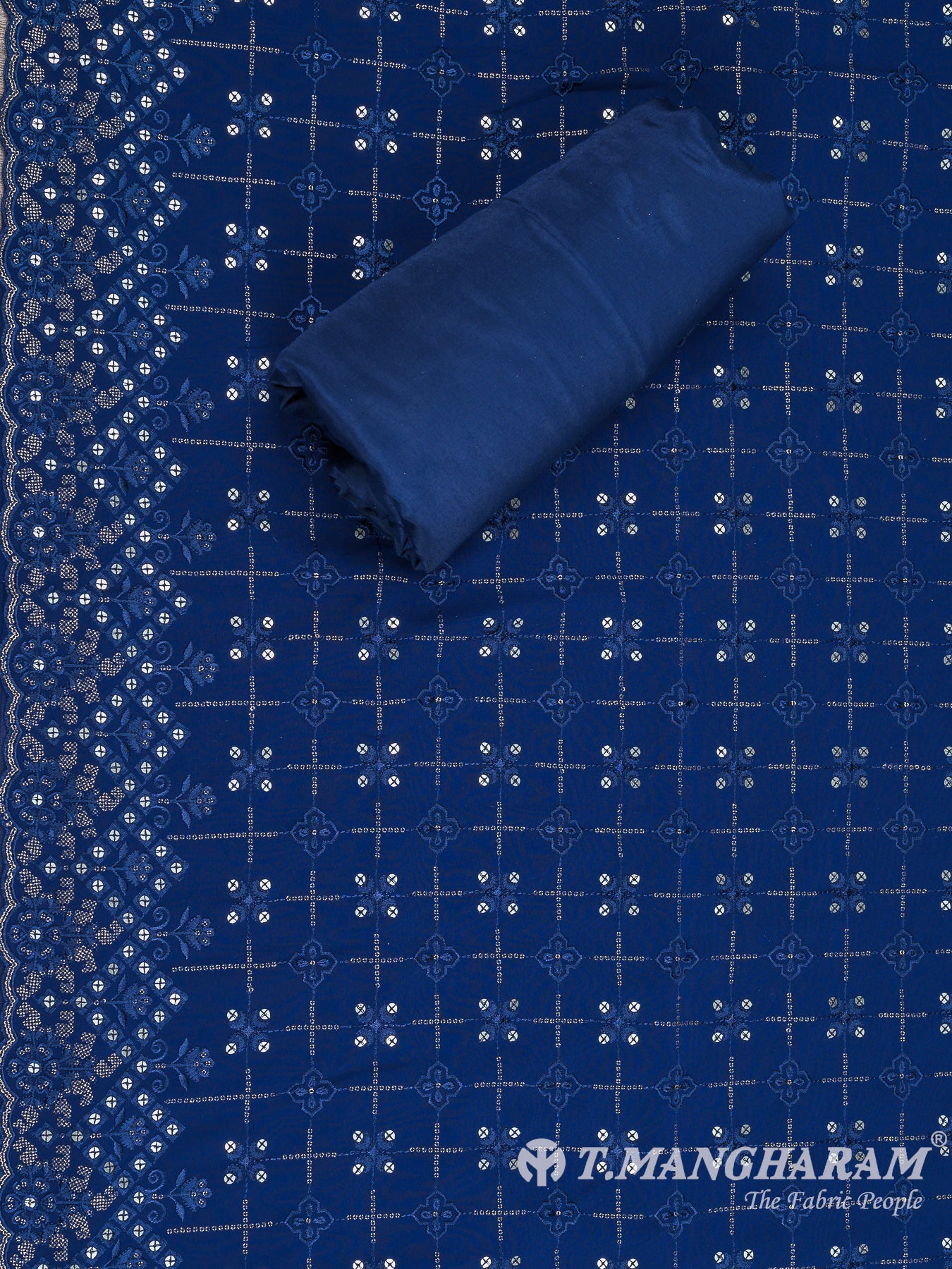 Blue Georgette Chudidhar Fabric Set - EH1581 view-2