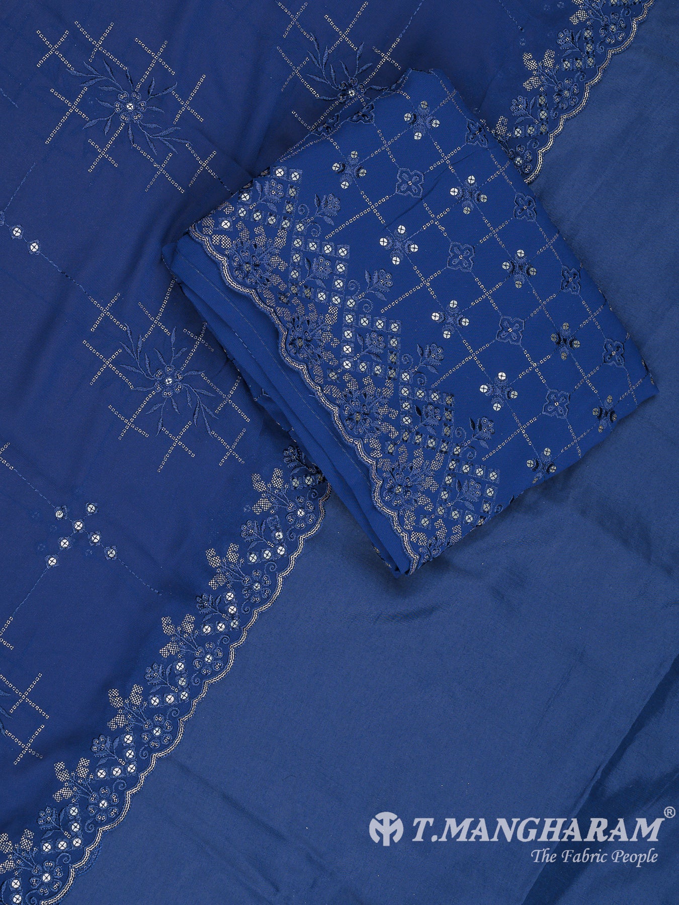 Blue Georgette Chudidhar Fabric Set - EH1581 view-1