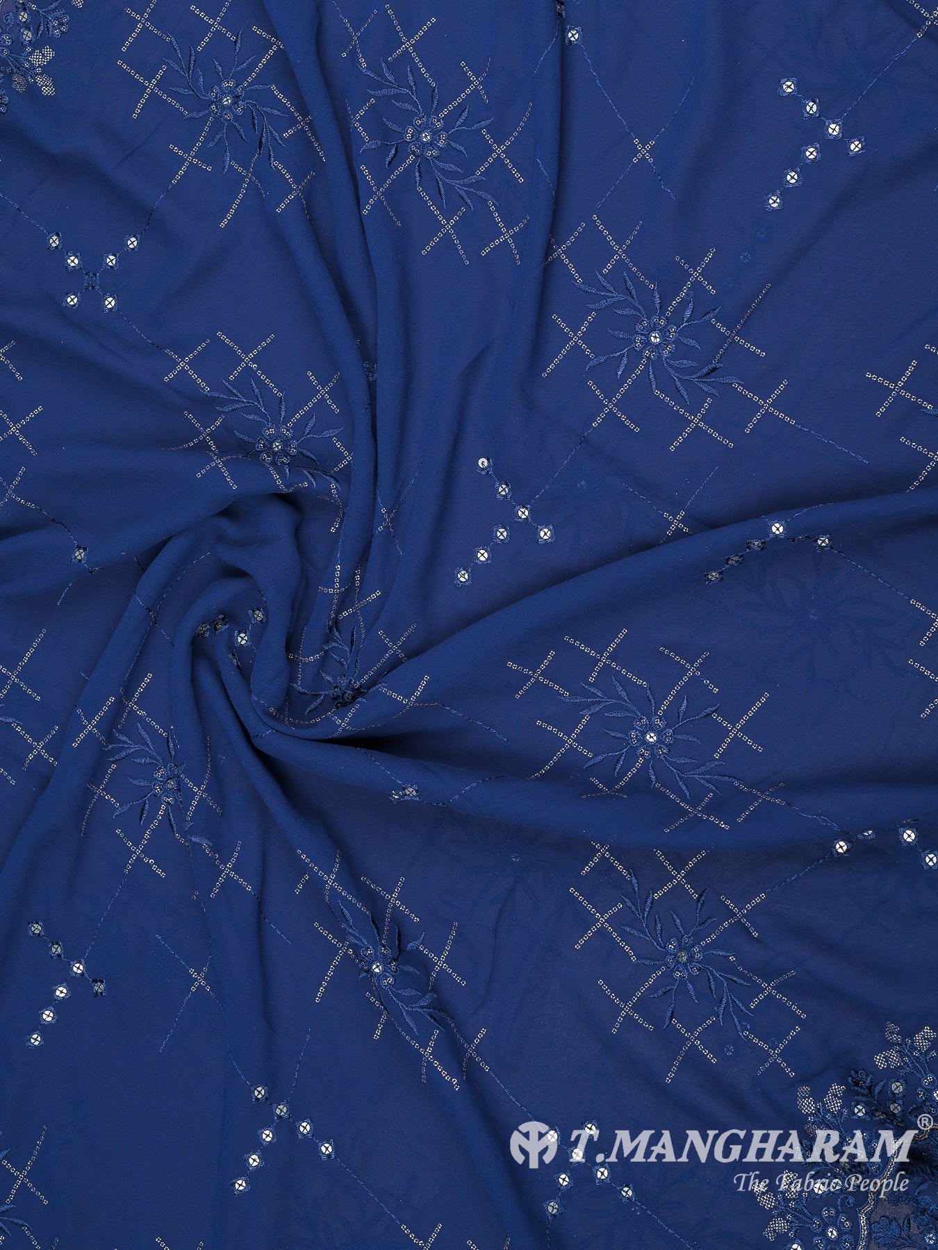 Blue Georgette Chudidhar Fabric Set - EH1581 view-3