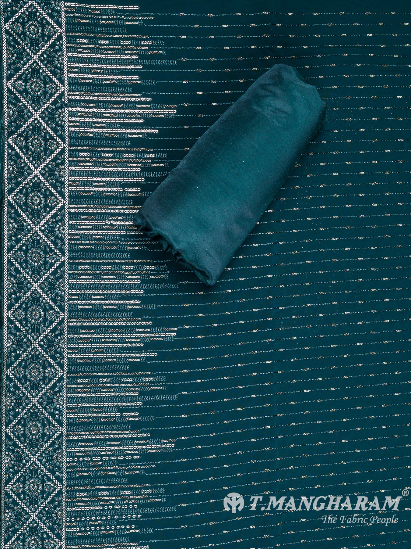 Green Georgette Chudidhar Fabric Set - EH1570 view-2
