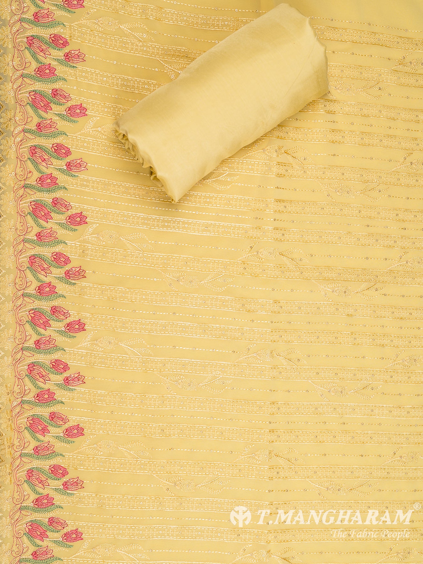 Yellow Georgette Chudidhar Fabric Set - EH1549 view-2