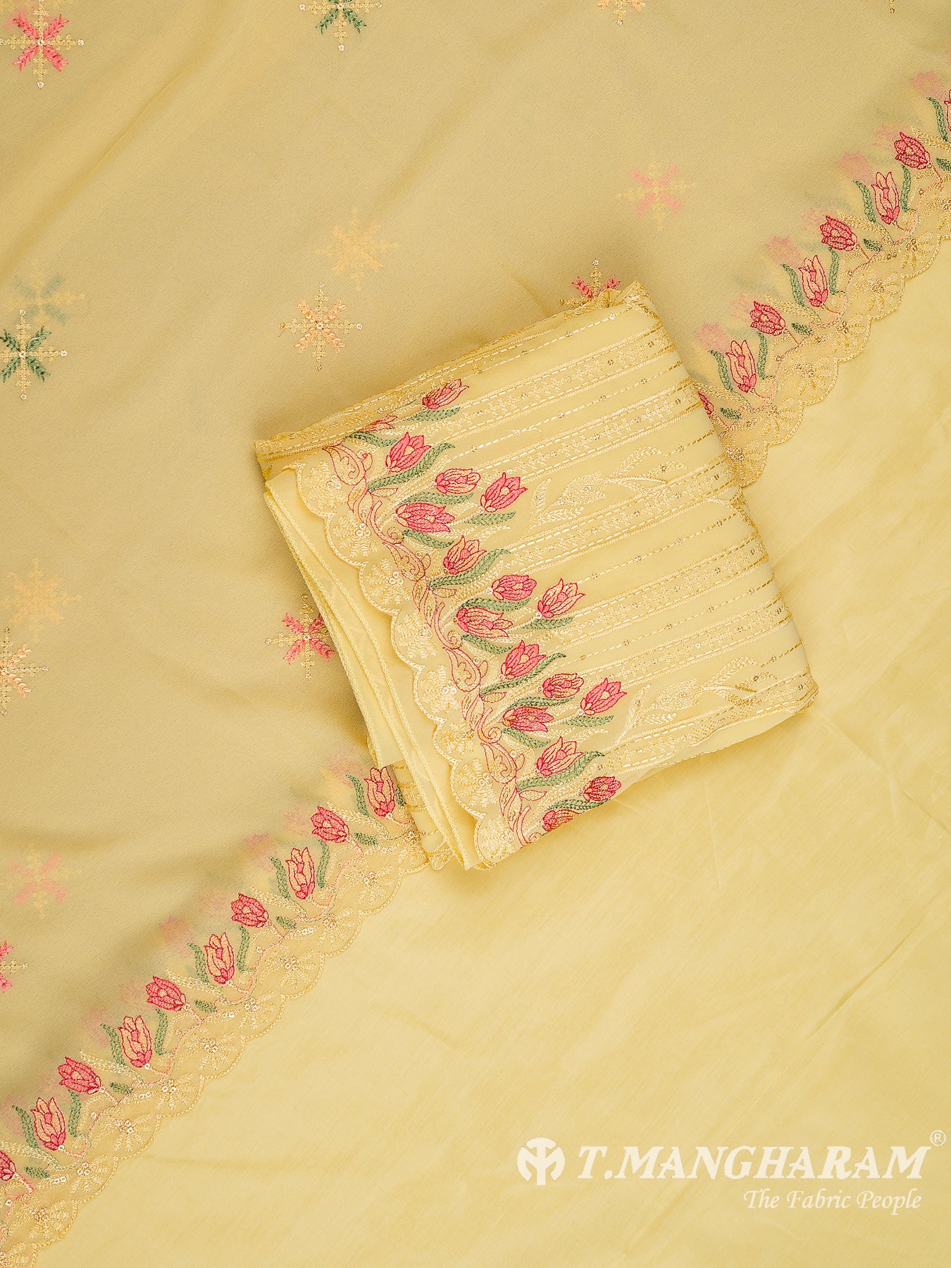 Yellow Georgette Chudidhar Fabric Set - EH1549 view-1